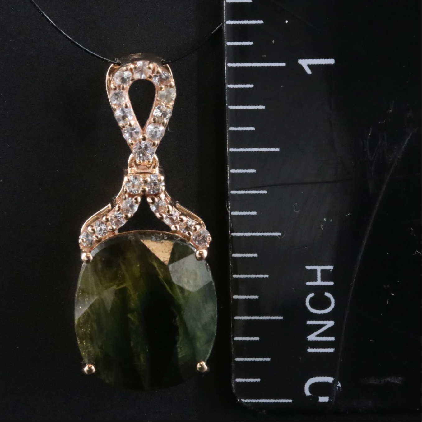 14K Green and White Sapphire Pendant