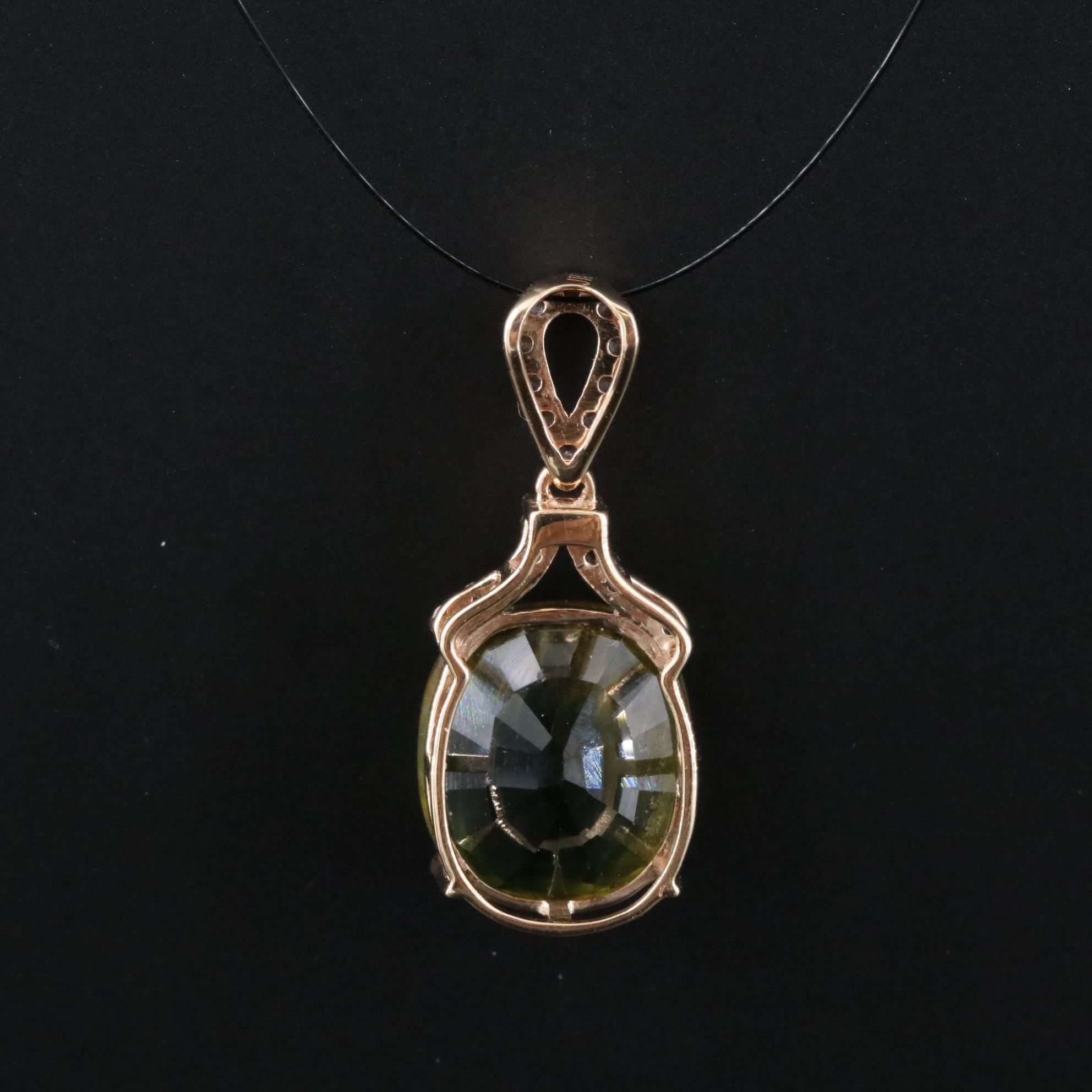14K Green and White Sapphire Pendant