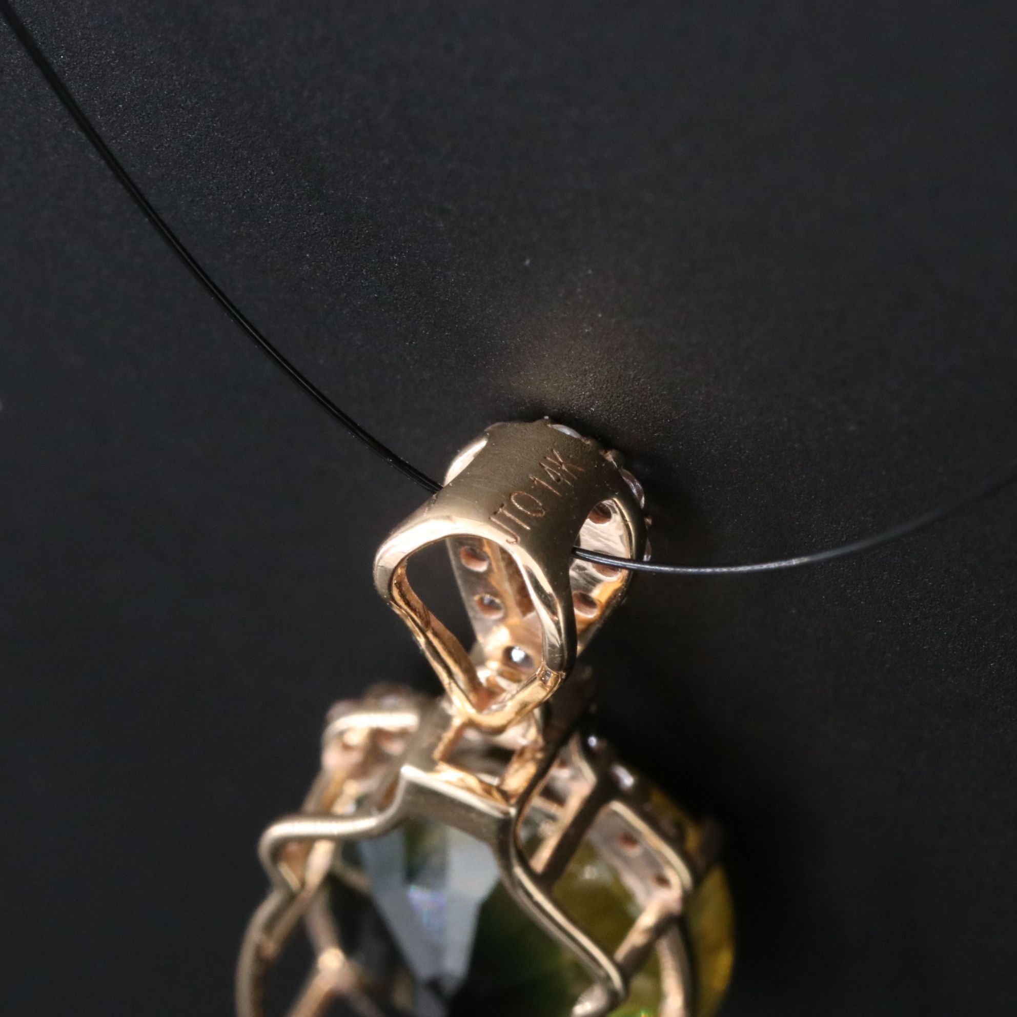 14K Green and White Sapphire Pendant