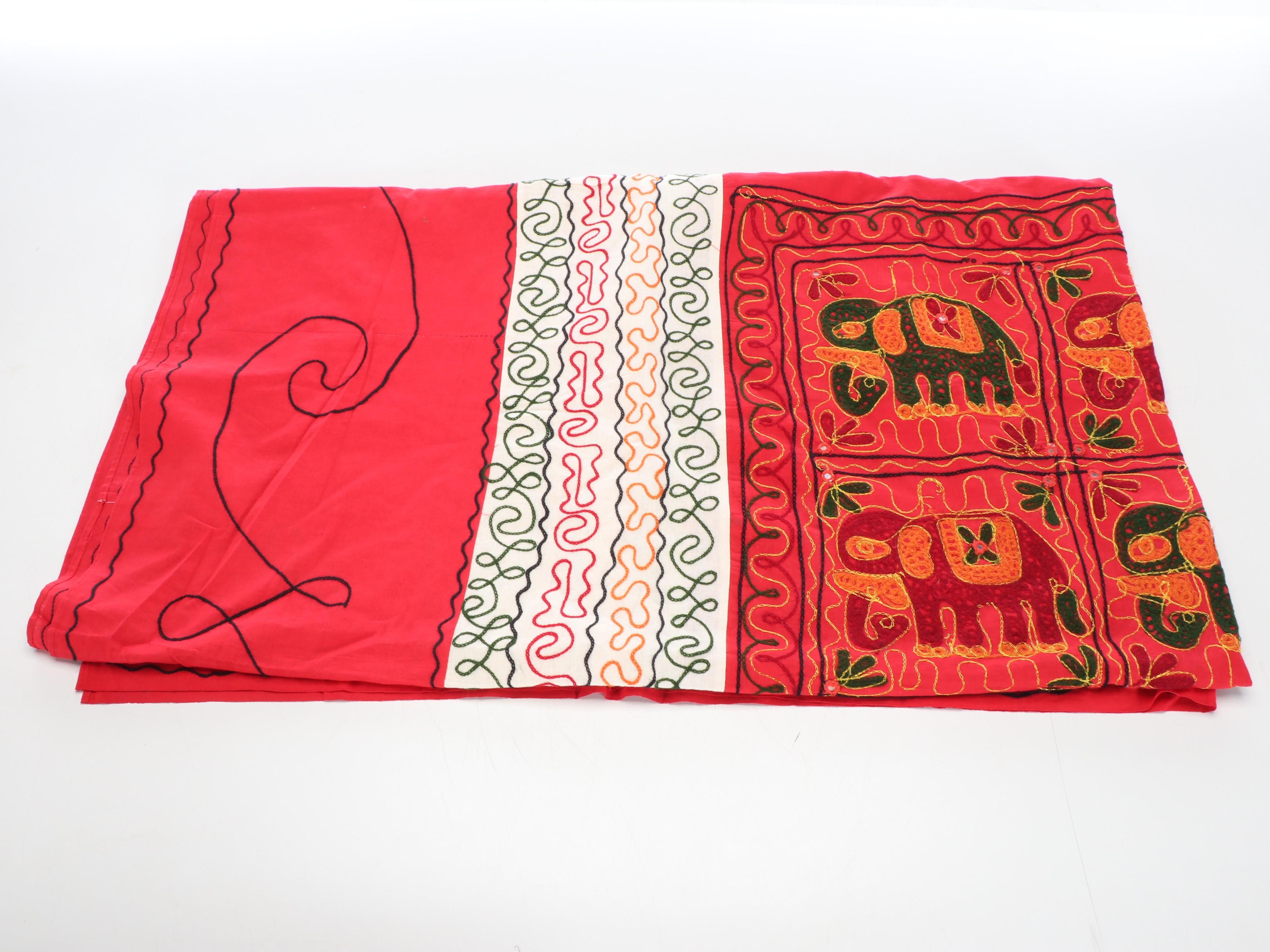 Western Indian Chain-Stitch Embroidered Pillow Covers and More Textiles
