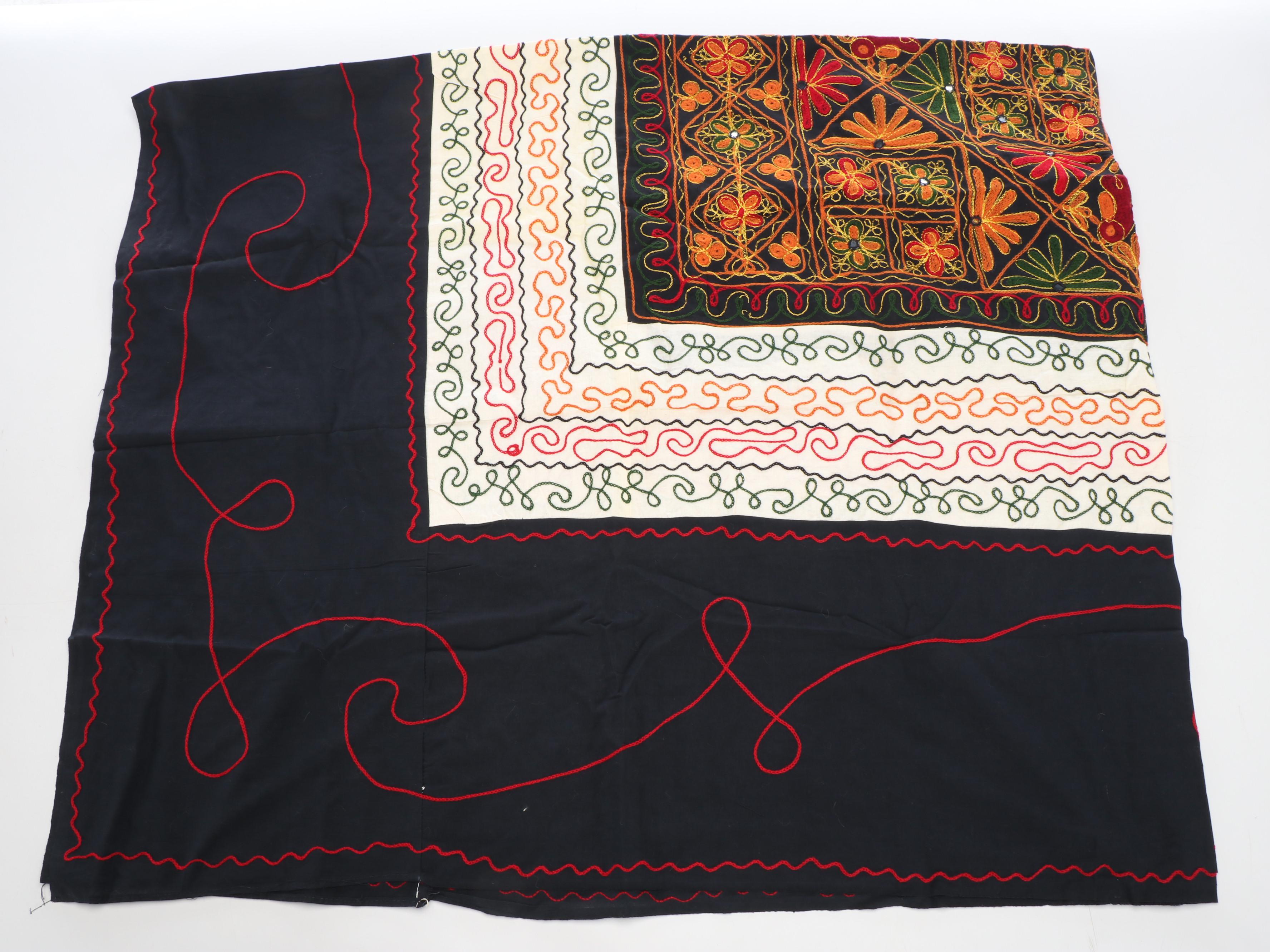 Western Indian Chain-Stitch Embroidered Pillow Covers and More Textiles
