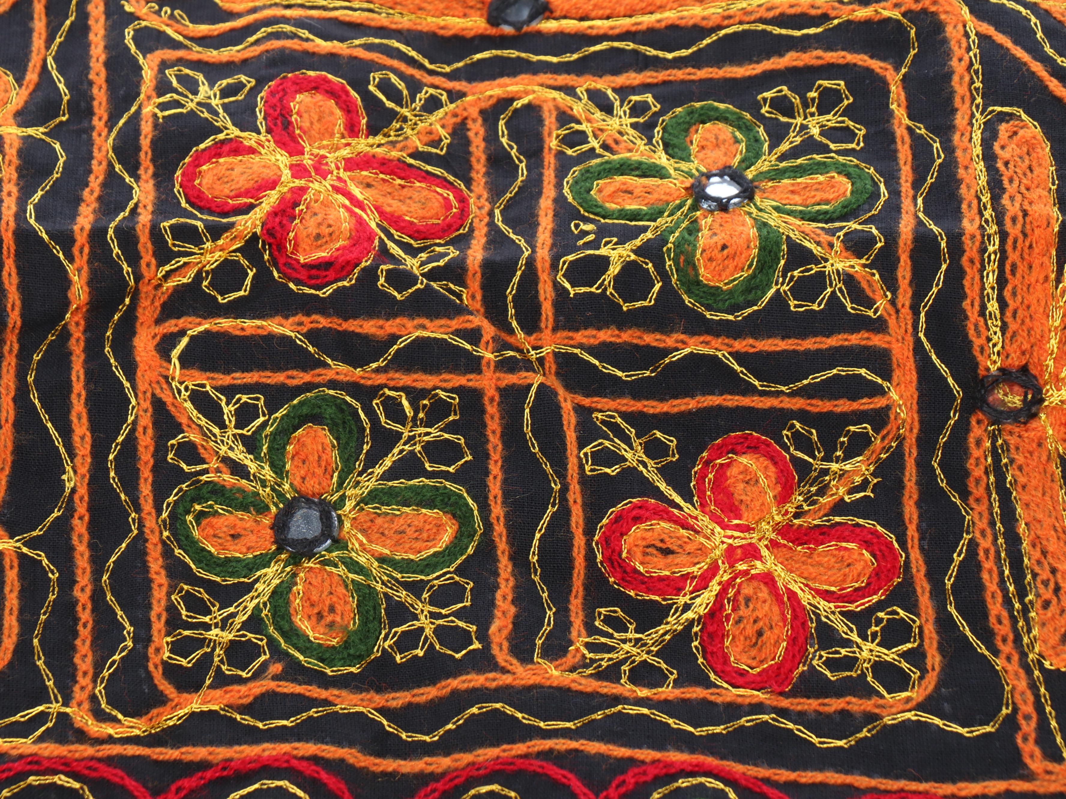 Western Indian Chain-Stitch Embroidered Pillow Covers and More Textiles