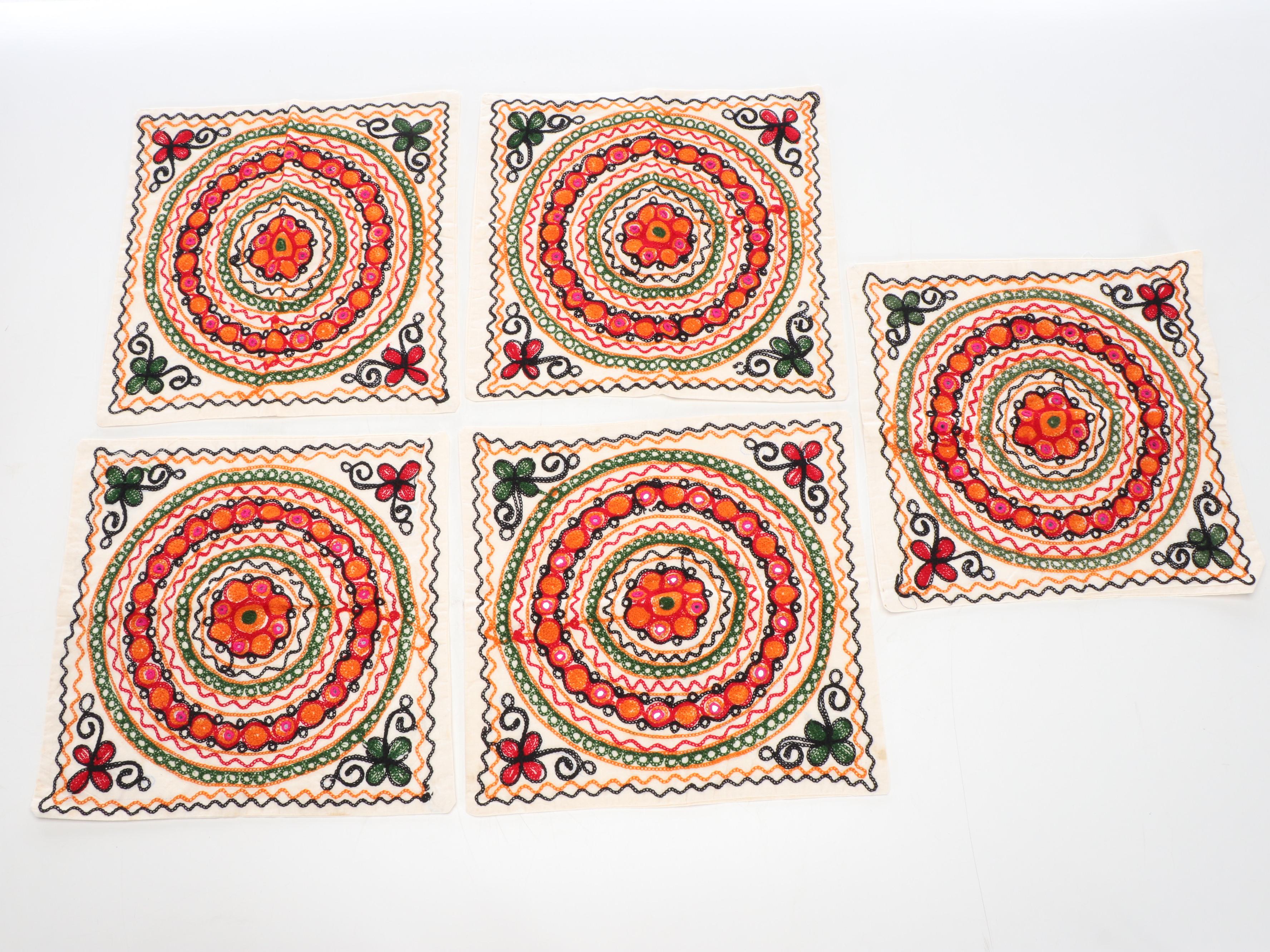 Western Indian Chain-Stitch Embroidered Pillow Covers and More Textiles