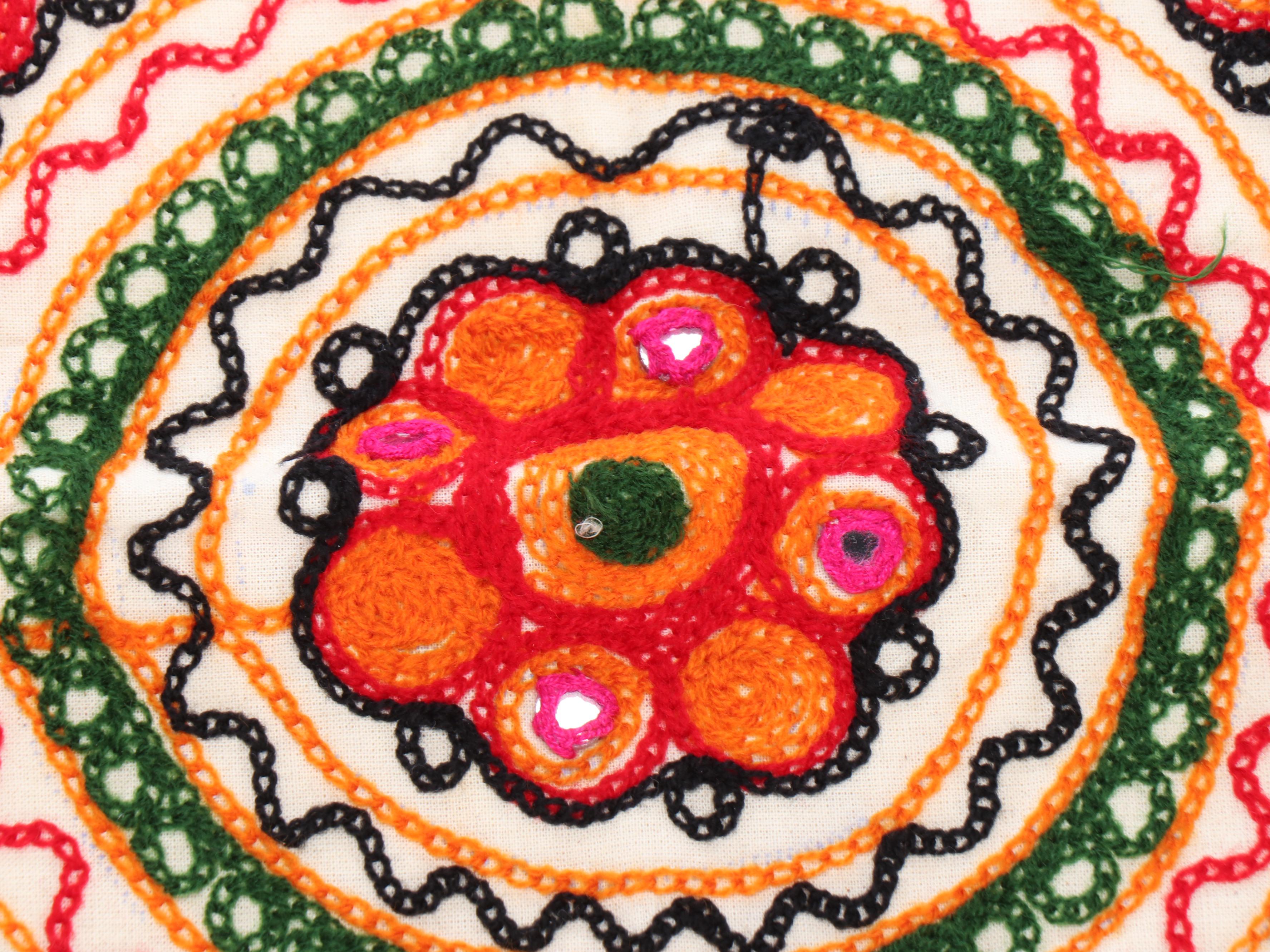 Western Indian Chain-Stitch Embroidered Pillow Covers and More Textiles