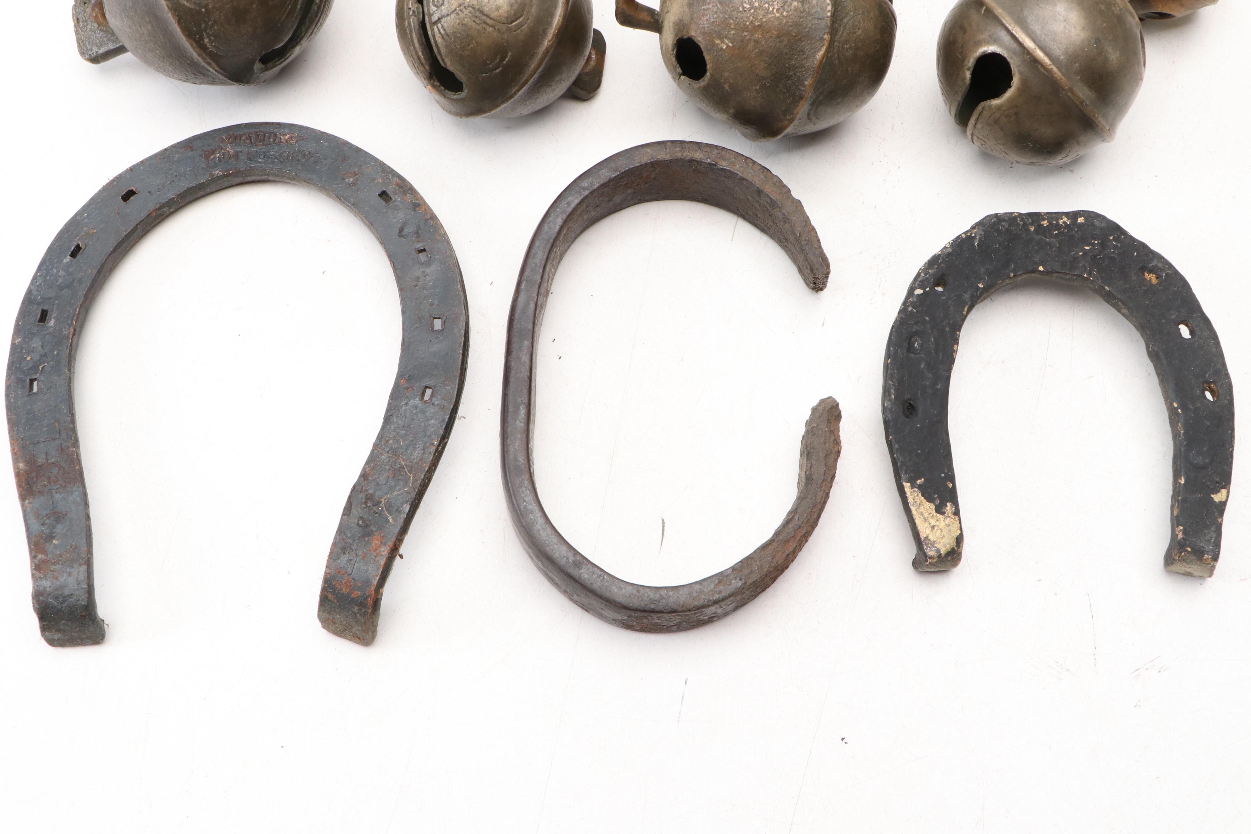 Livestock Bells, Horseshoes, Harness Straps and More, Antique