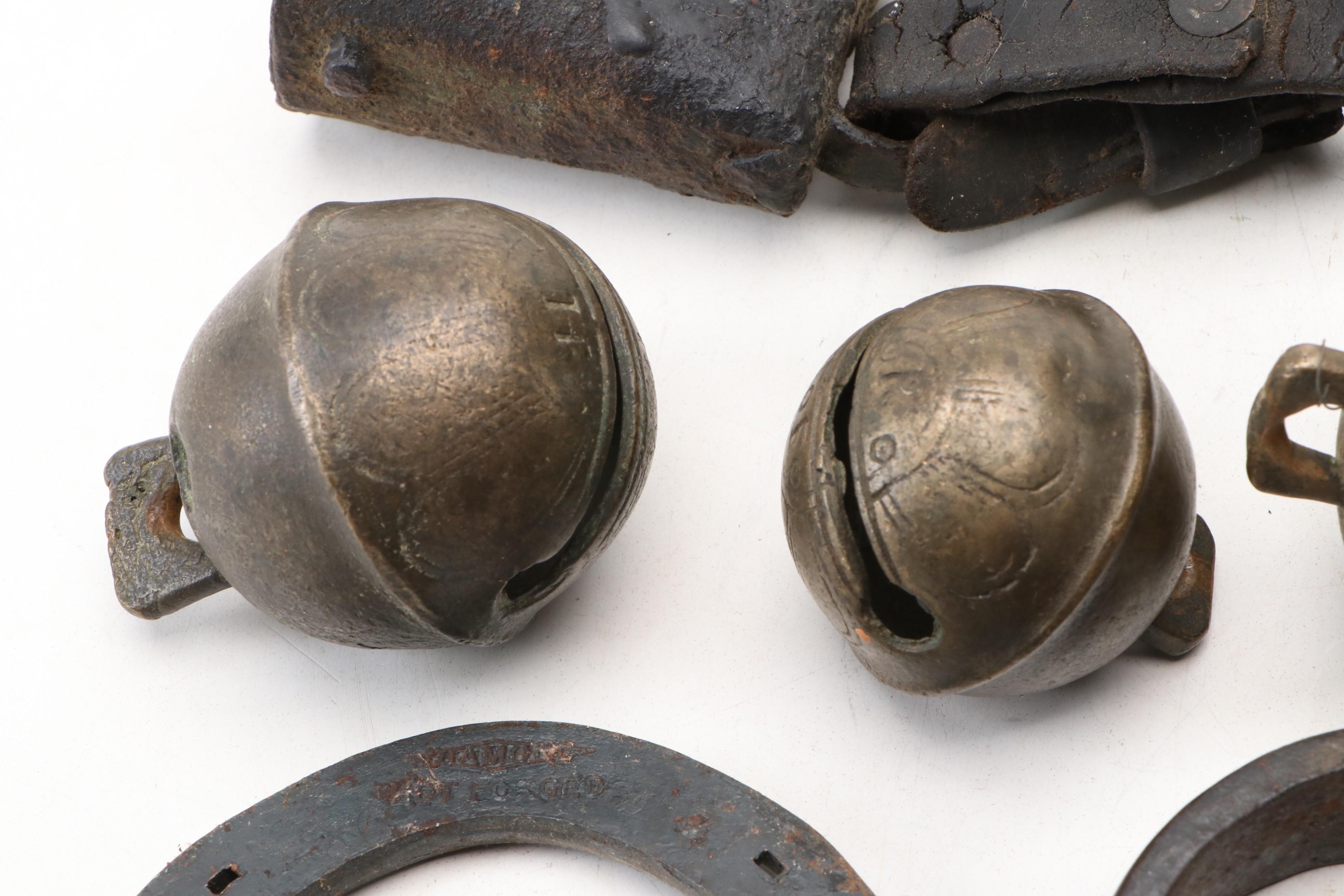 Livestock Bells, Horseshoes, Harness Straps and More, Antique