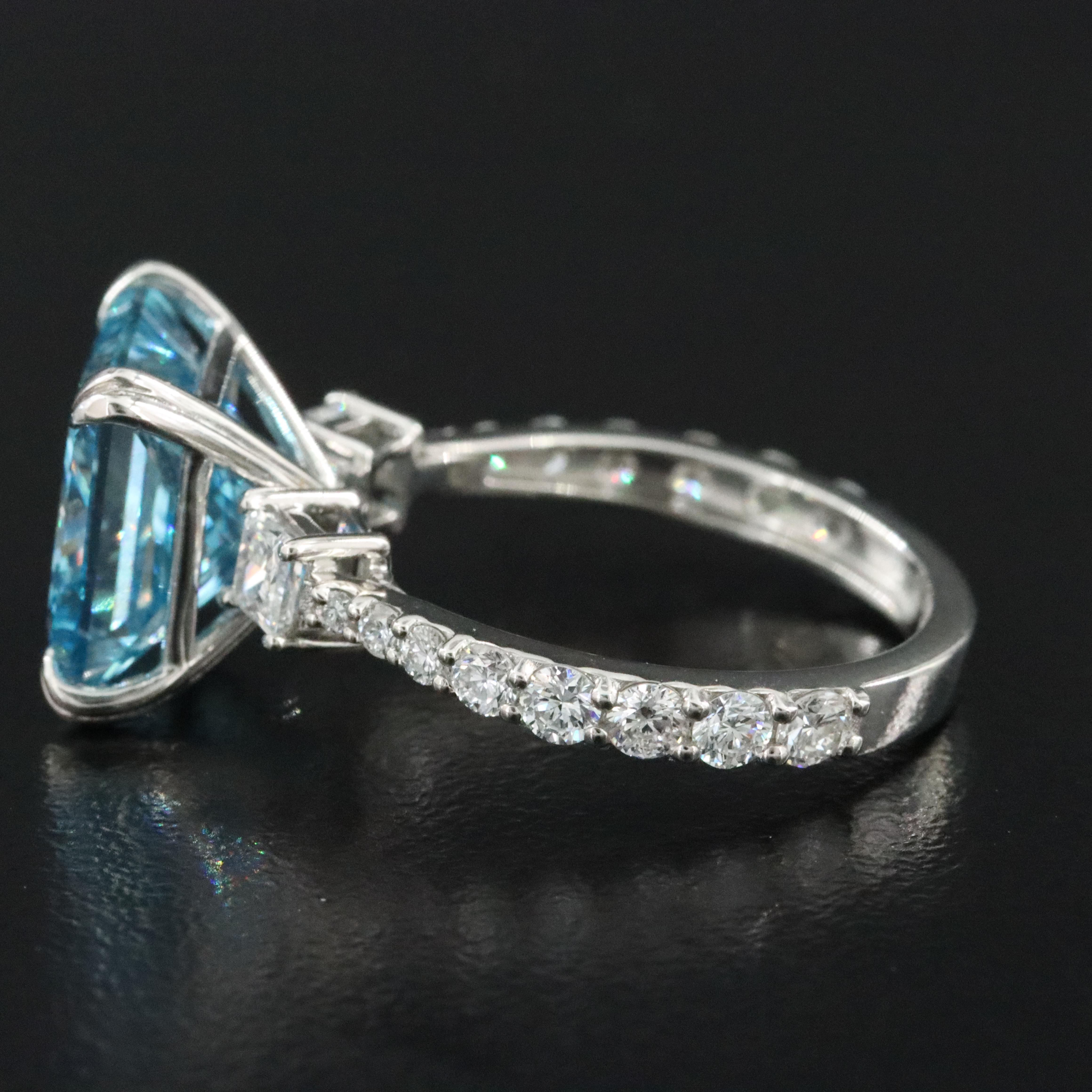 Platinum 6.03 CTW Lab Grow Diamond  Ring with Fancy Blue Center and IGI Report