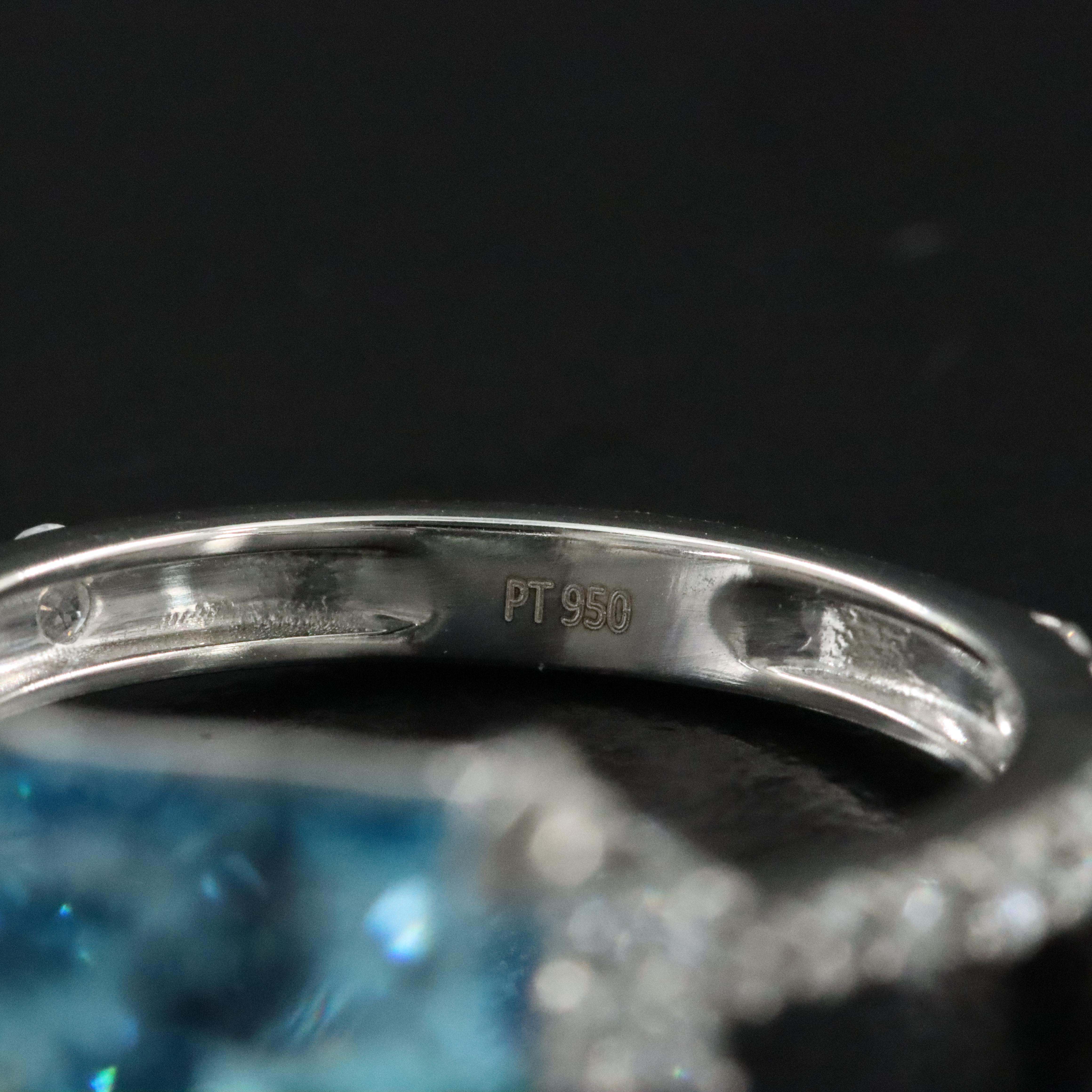 Platinum 6.03 CTW Lab Grow Diamond  Ring with Fancy Blue Center and IGI Report