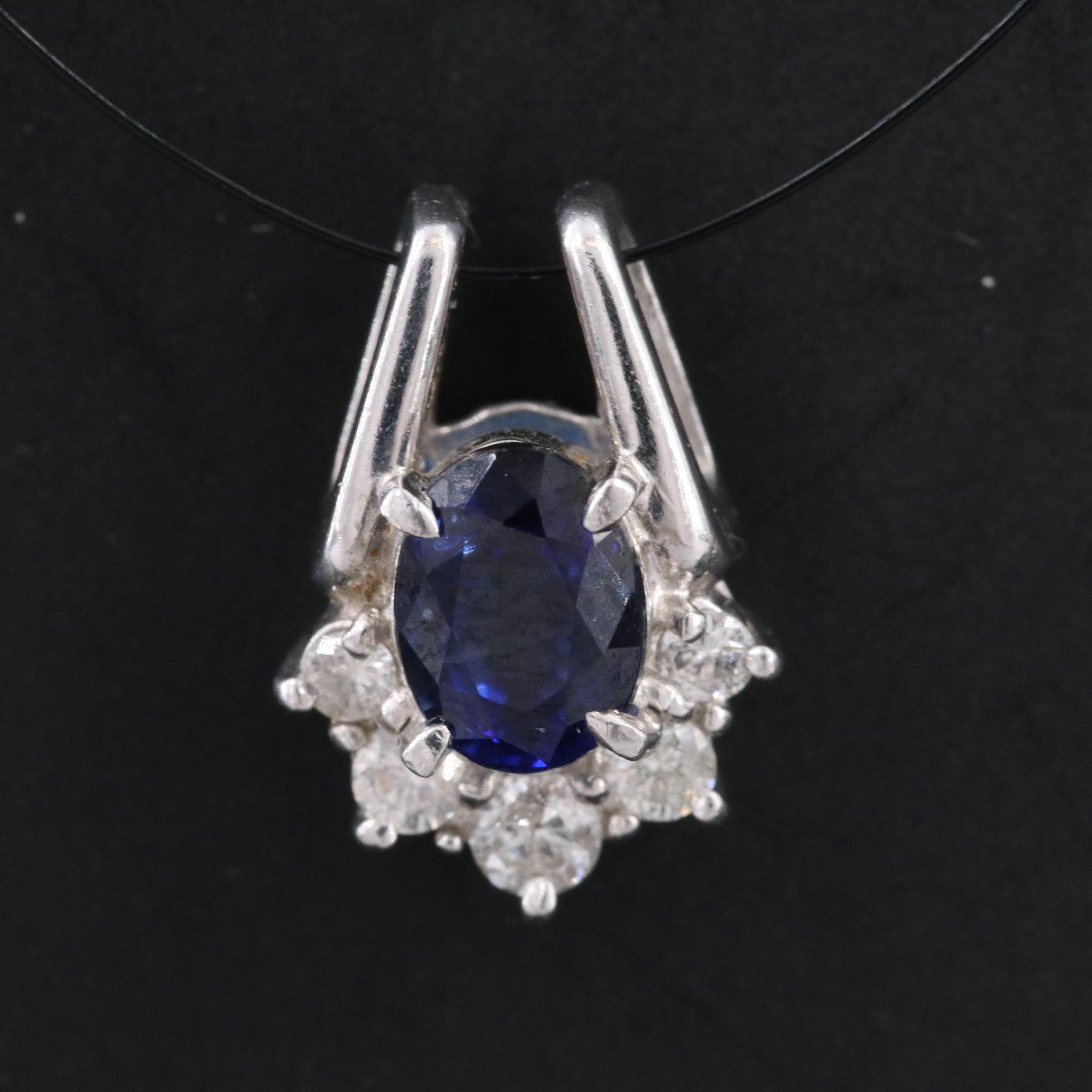 Platinum Sapphire and Diamond Pendant