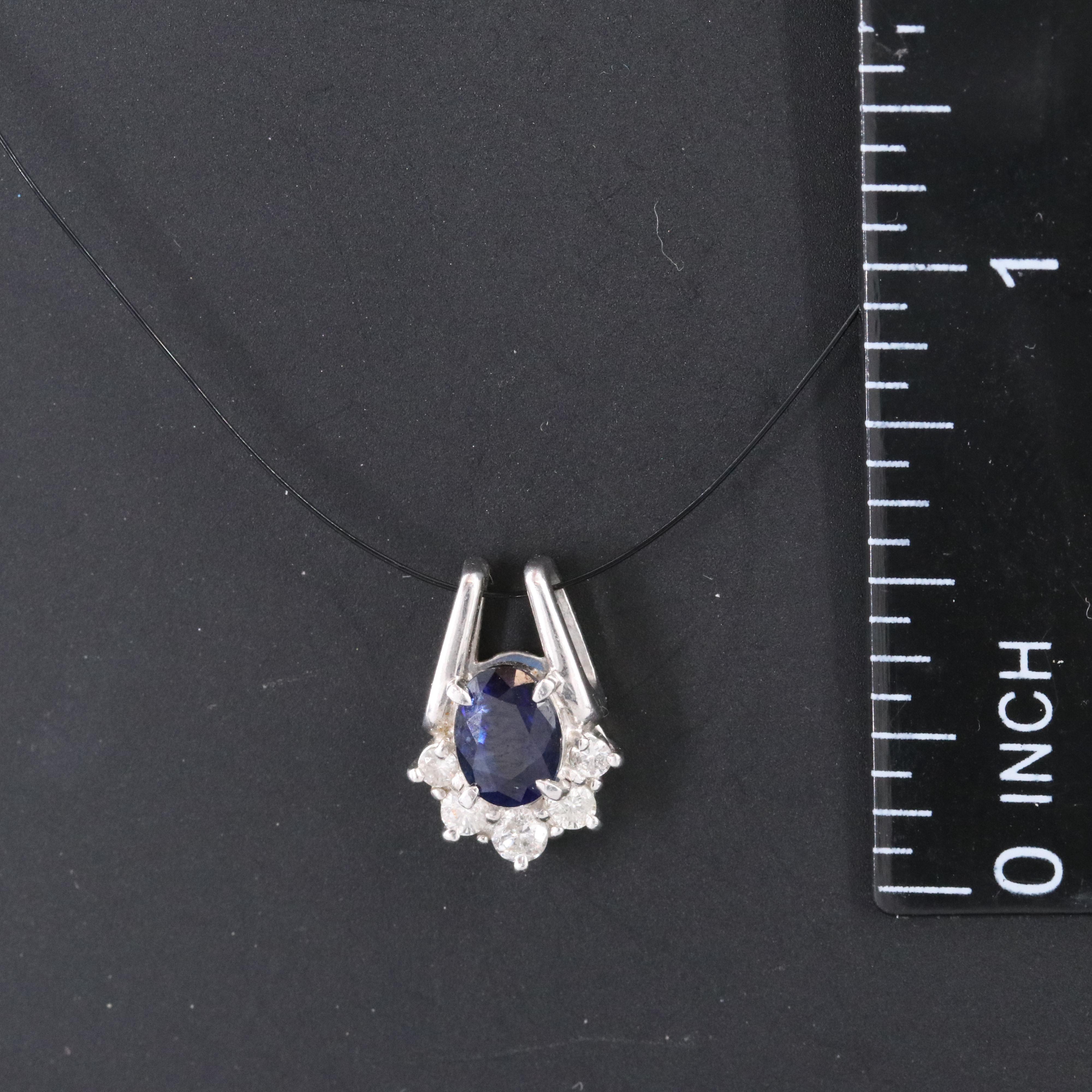 Platinum Sapphire and Diamond Pendant