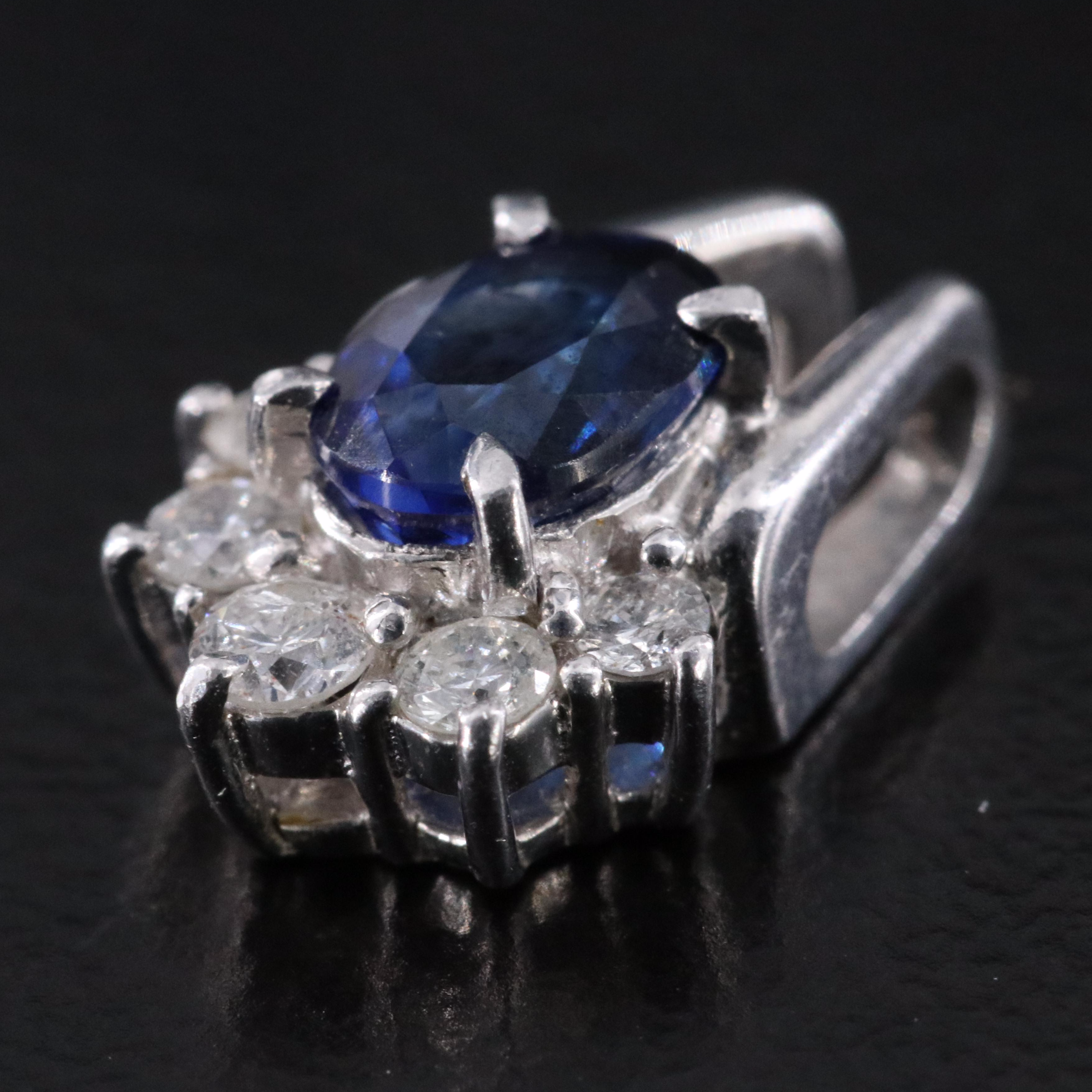 Platinum Sapphire and Diamond Pendant