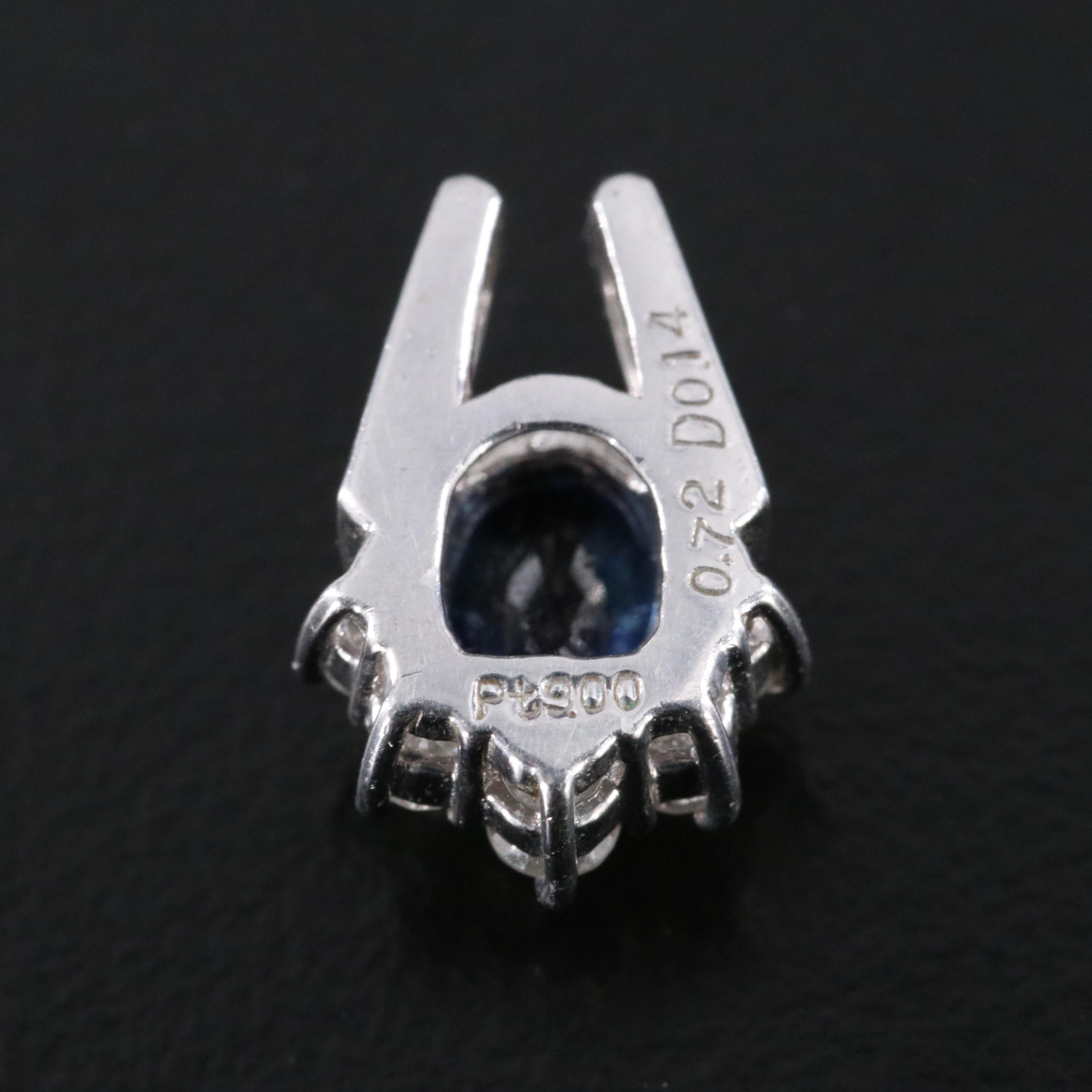 Platinum Sapphire and Diamond Pendant