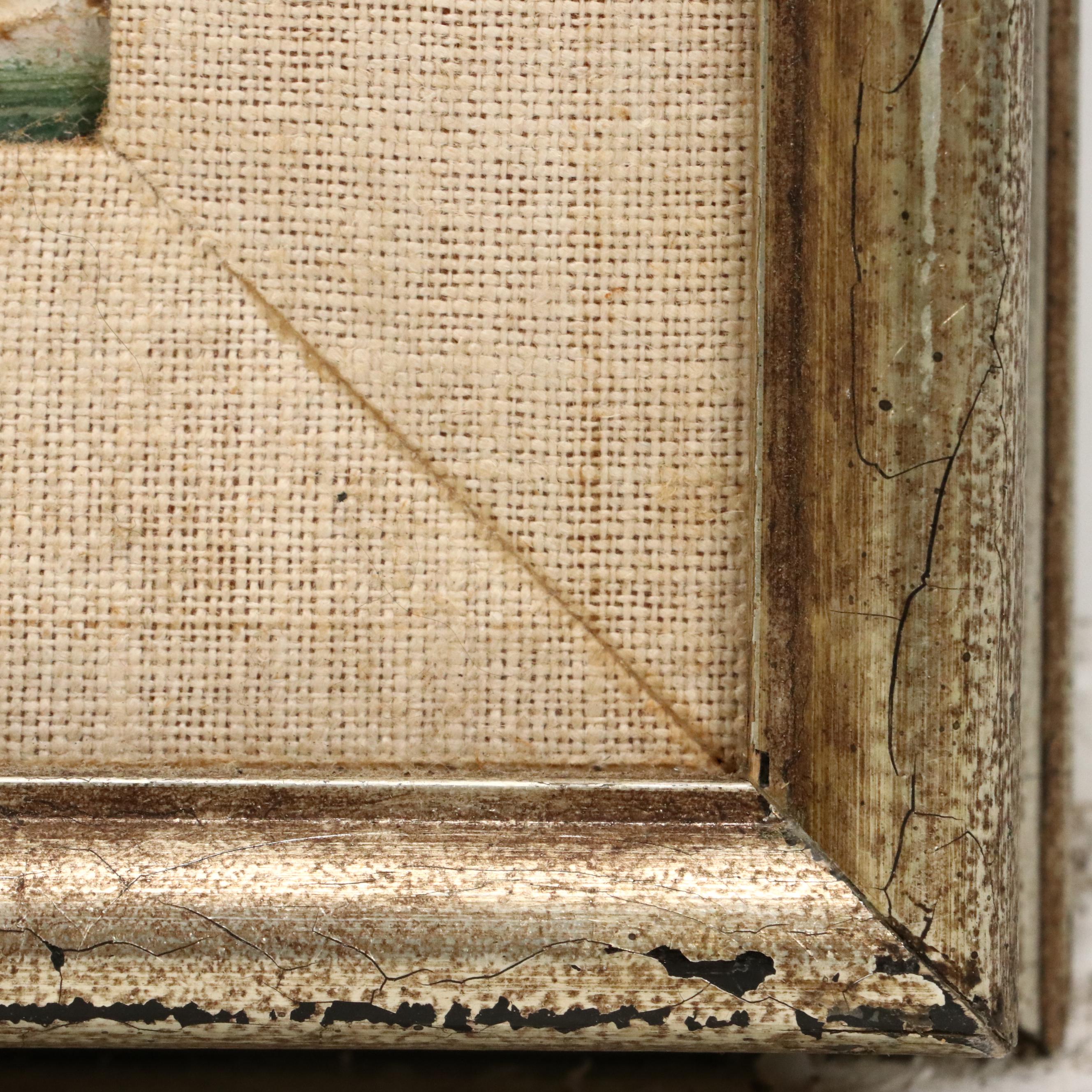 Cubist Inspired Oil Painting of Men Playing Harps, 1969