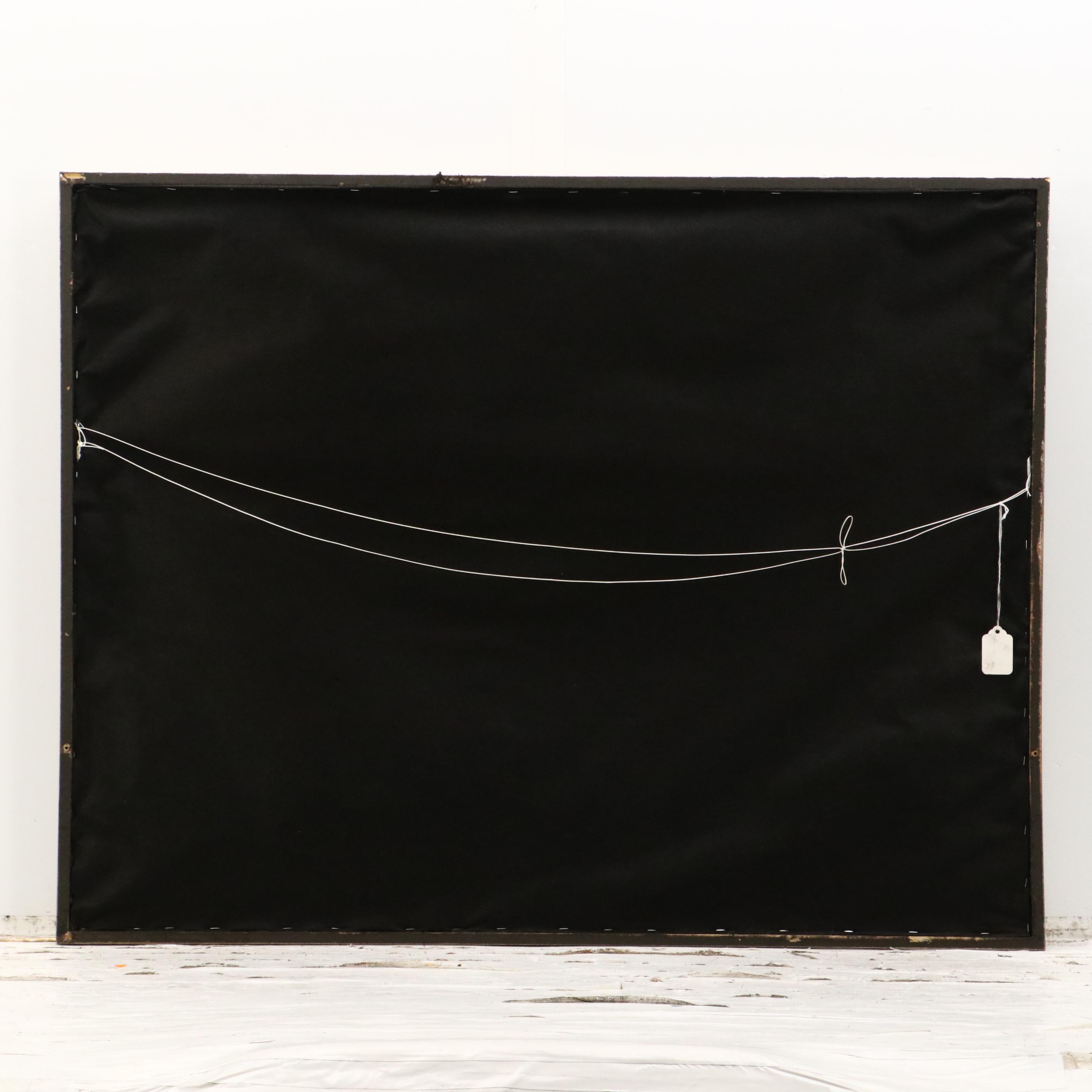 Cubist Inspired Oil Painting of Men Playing Harps, 1969