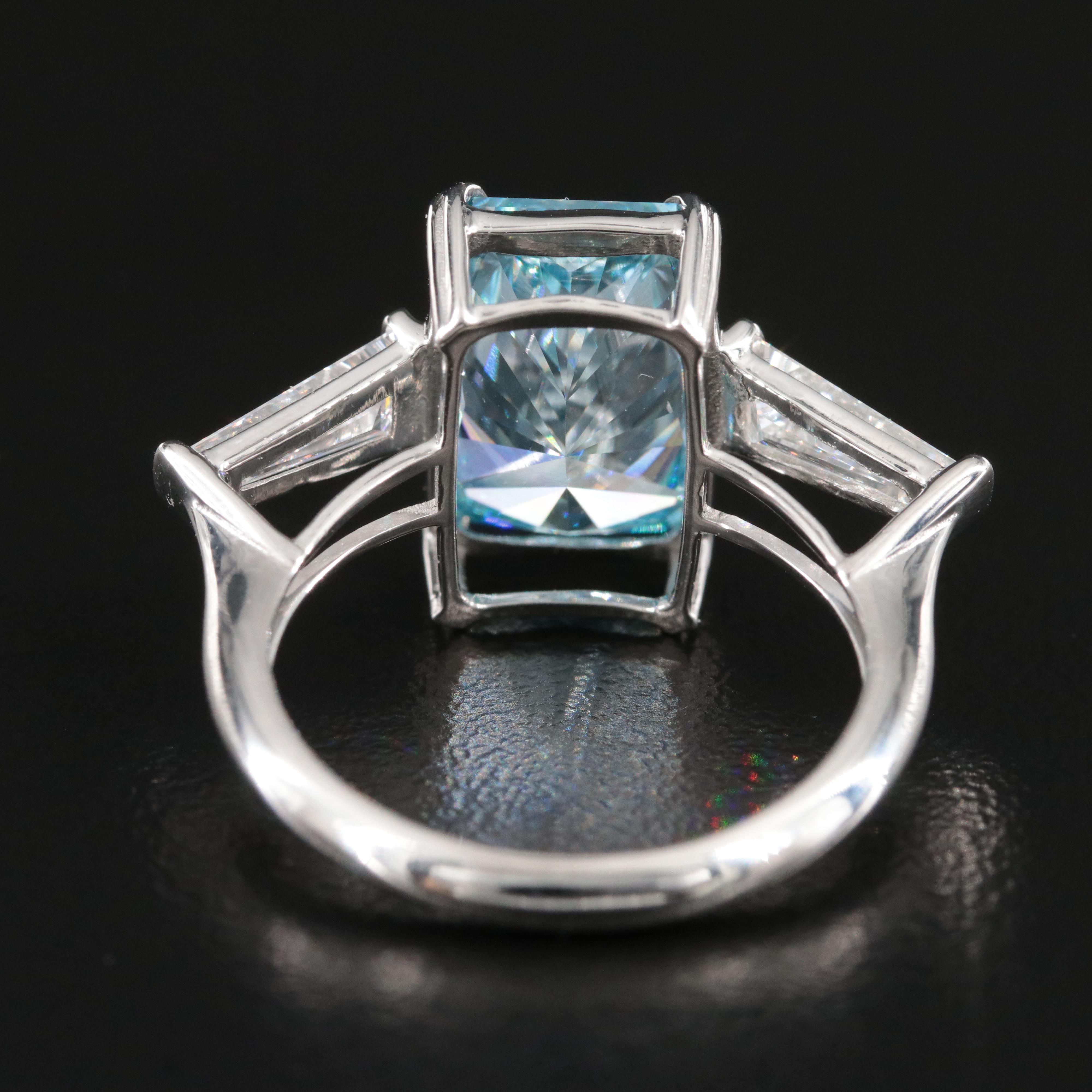 Platinum 6.18 CTW Lab Grown Diamond Ring with Fancy Blue Center and IGI Report