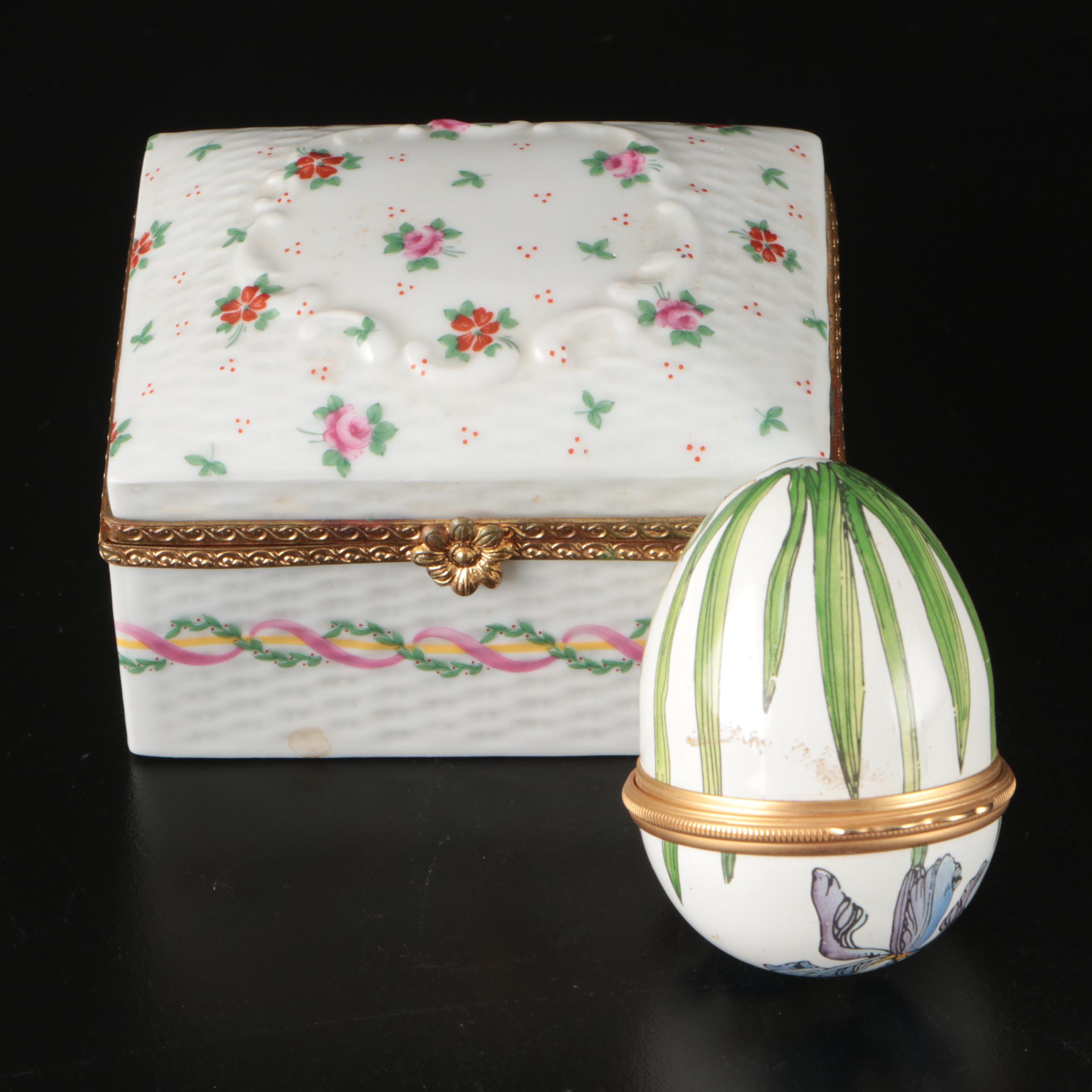 Philippe Deshoulières Floral Decorative Box with Other Floral Egg Decorative Box