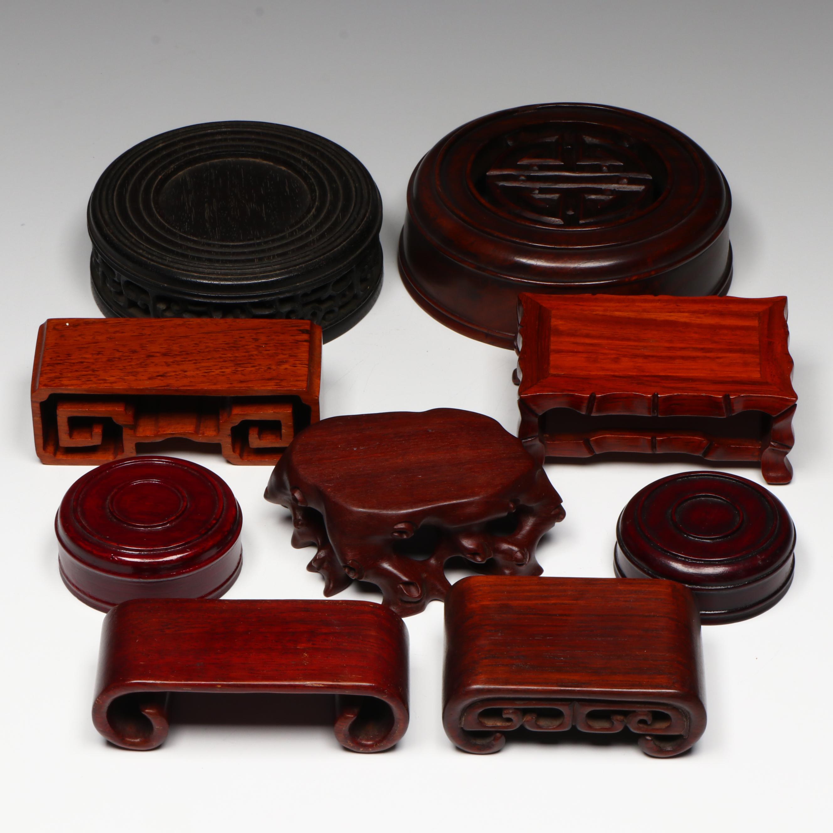 Chinese Carved Rosewood and Hardwood Stands