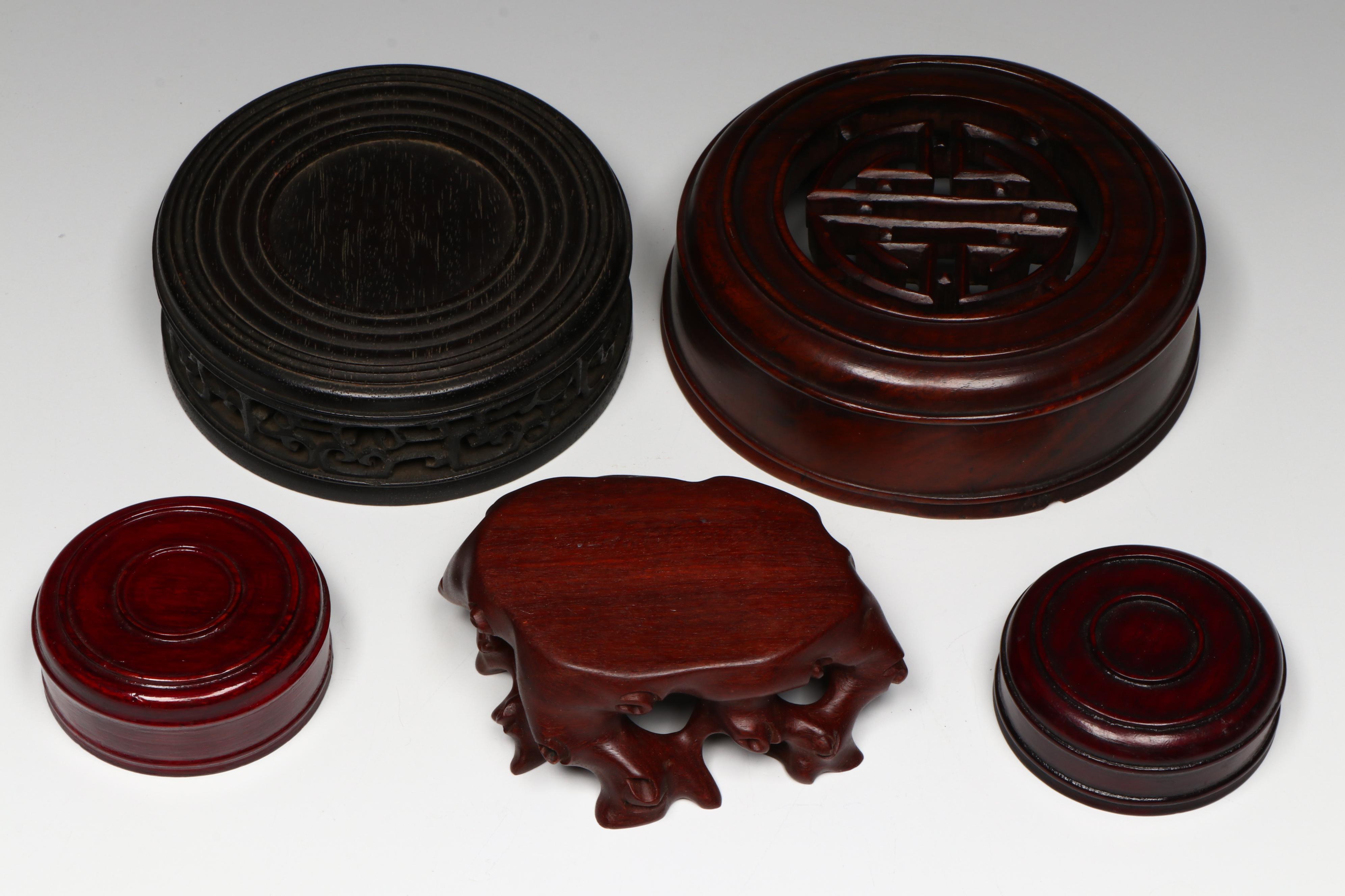Chinese Carved Rosewood and Hardwood Stands