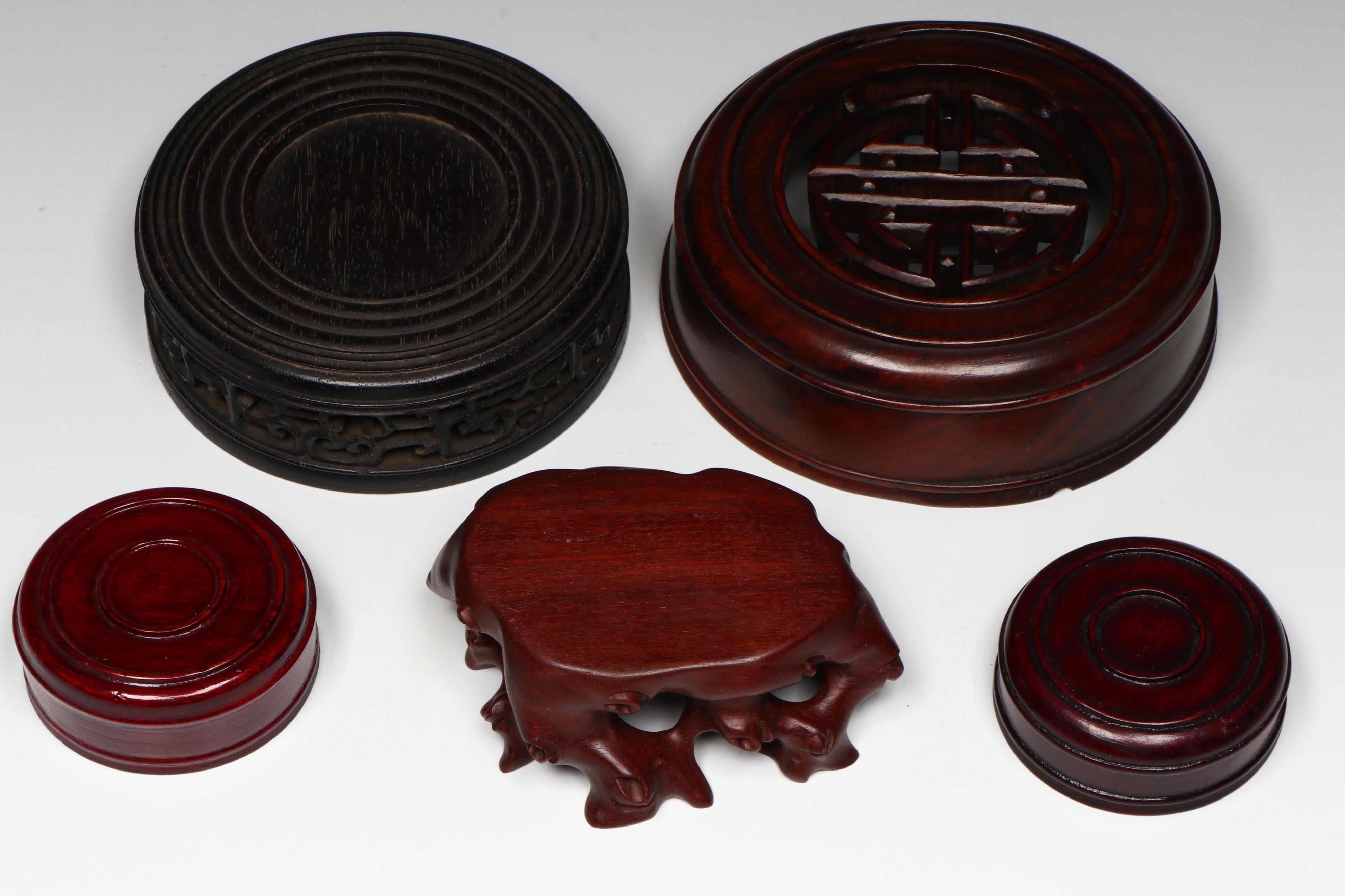 Chinese Carved Rosewood and Hardwood Stands