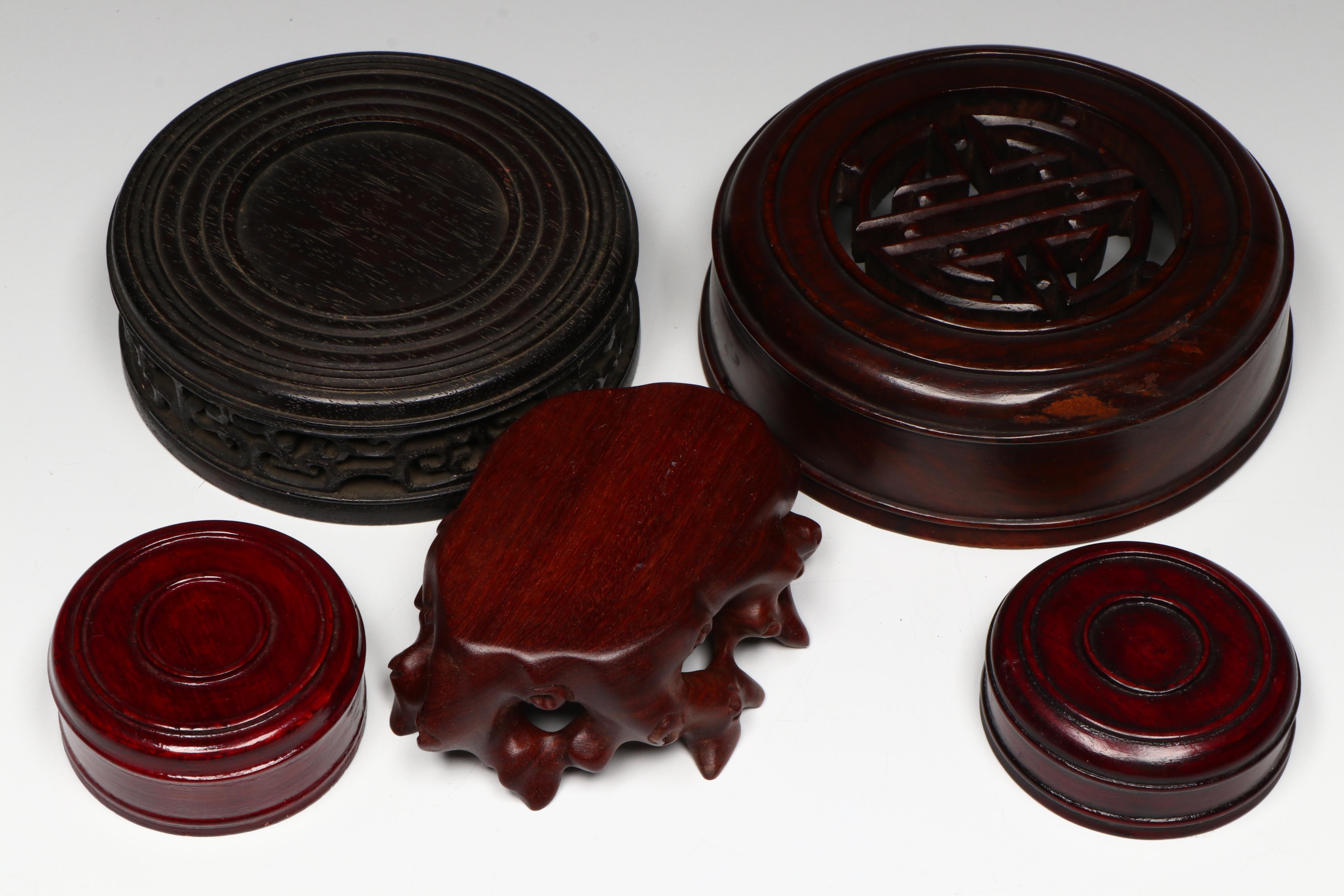 Chinese Carved Rosewood and Hardwood Stands