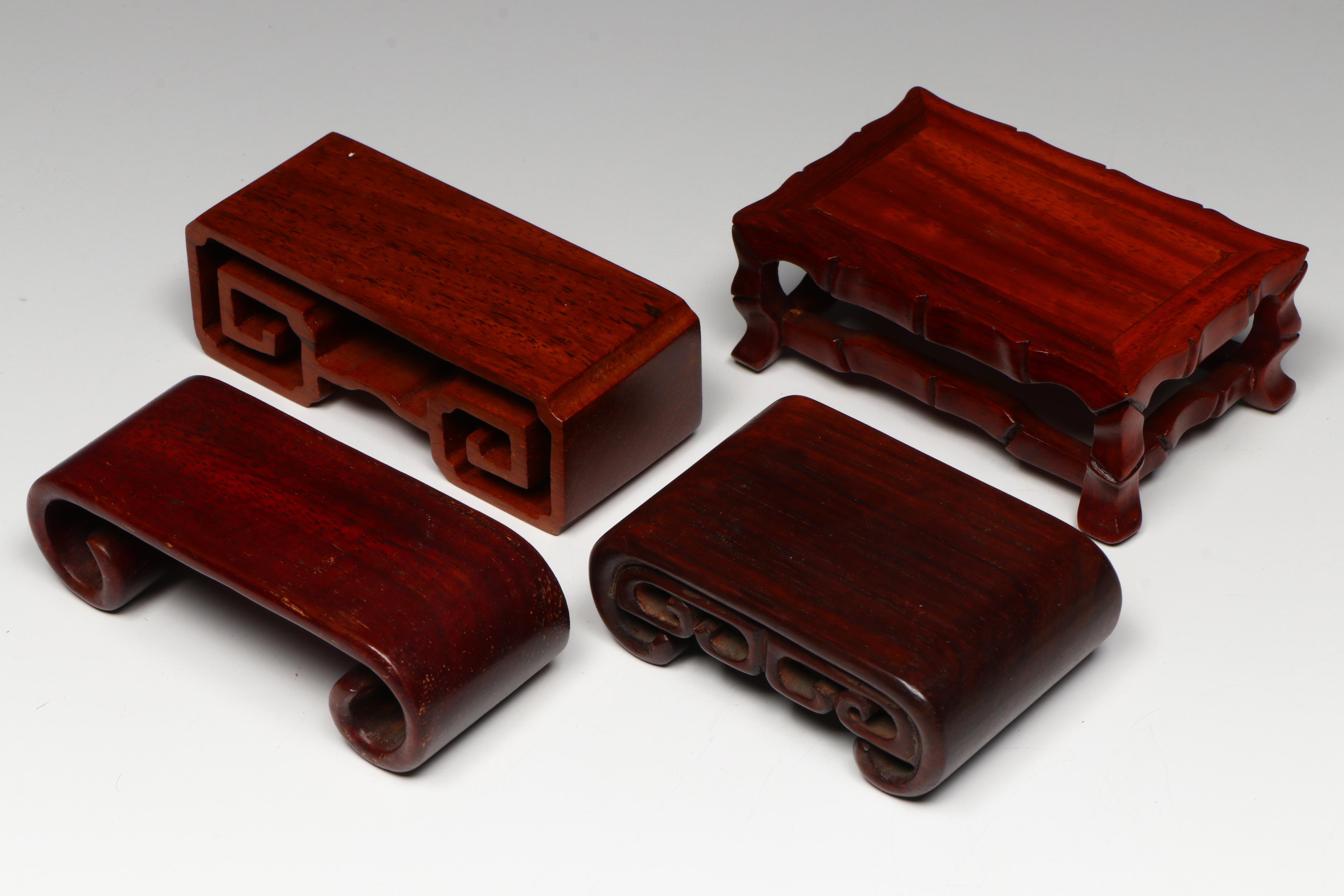 Chinese Carved Rosewood and Hardwood Stands
