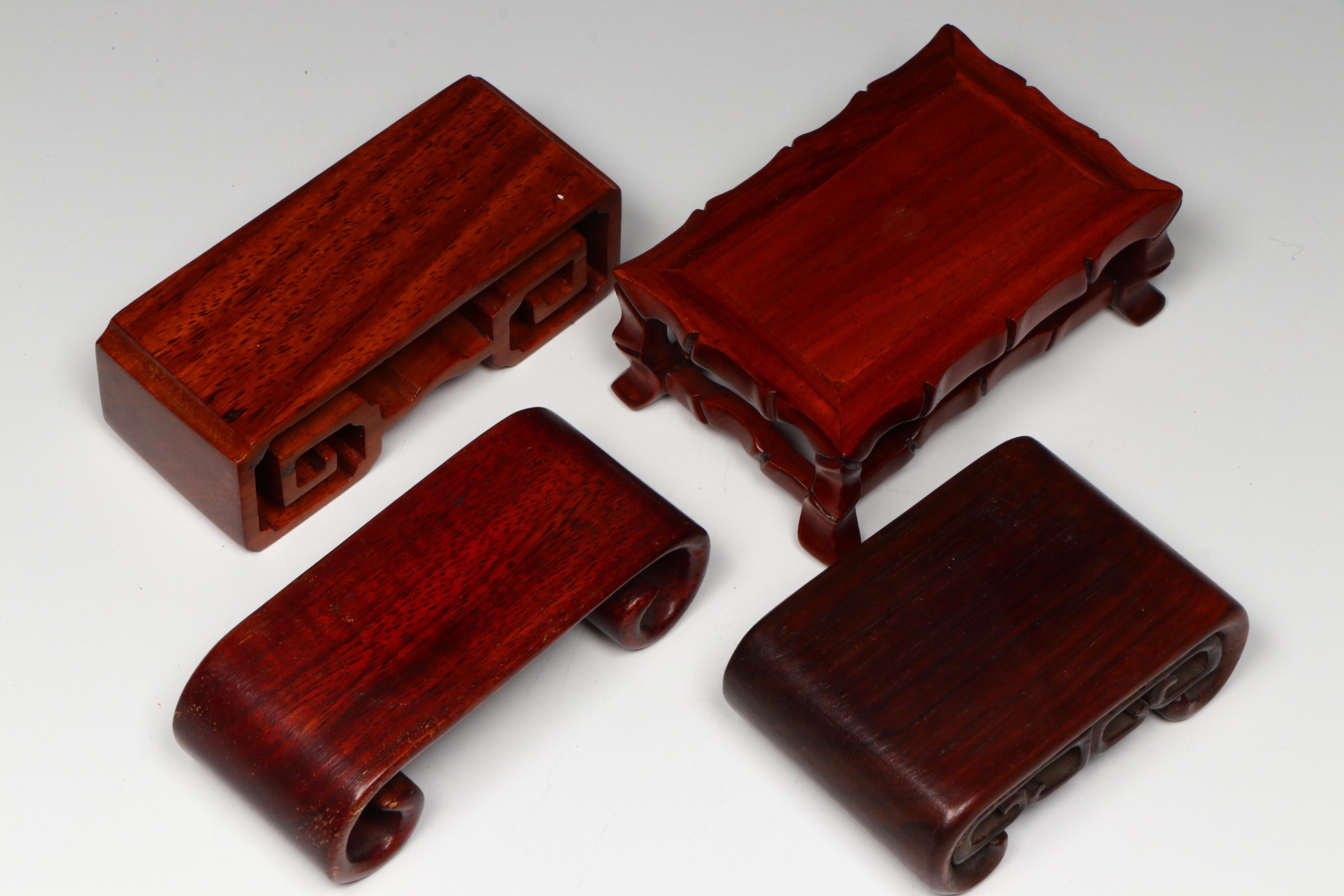 Chinese Carved Rosewood and Hardwood Stands