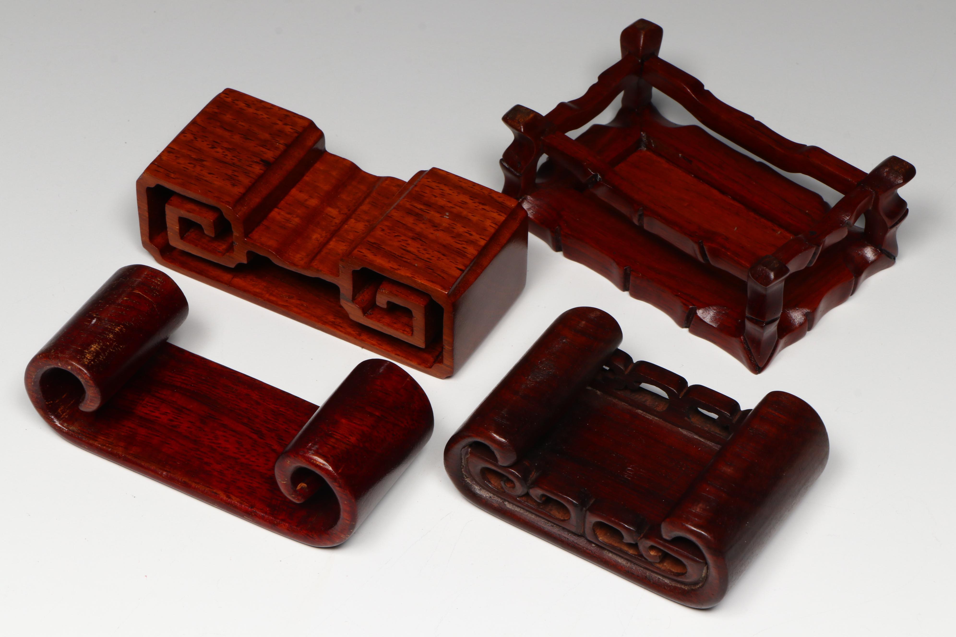 Chinese Carved Rosewood and Hardwood Stands