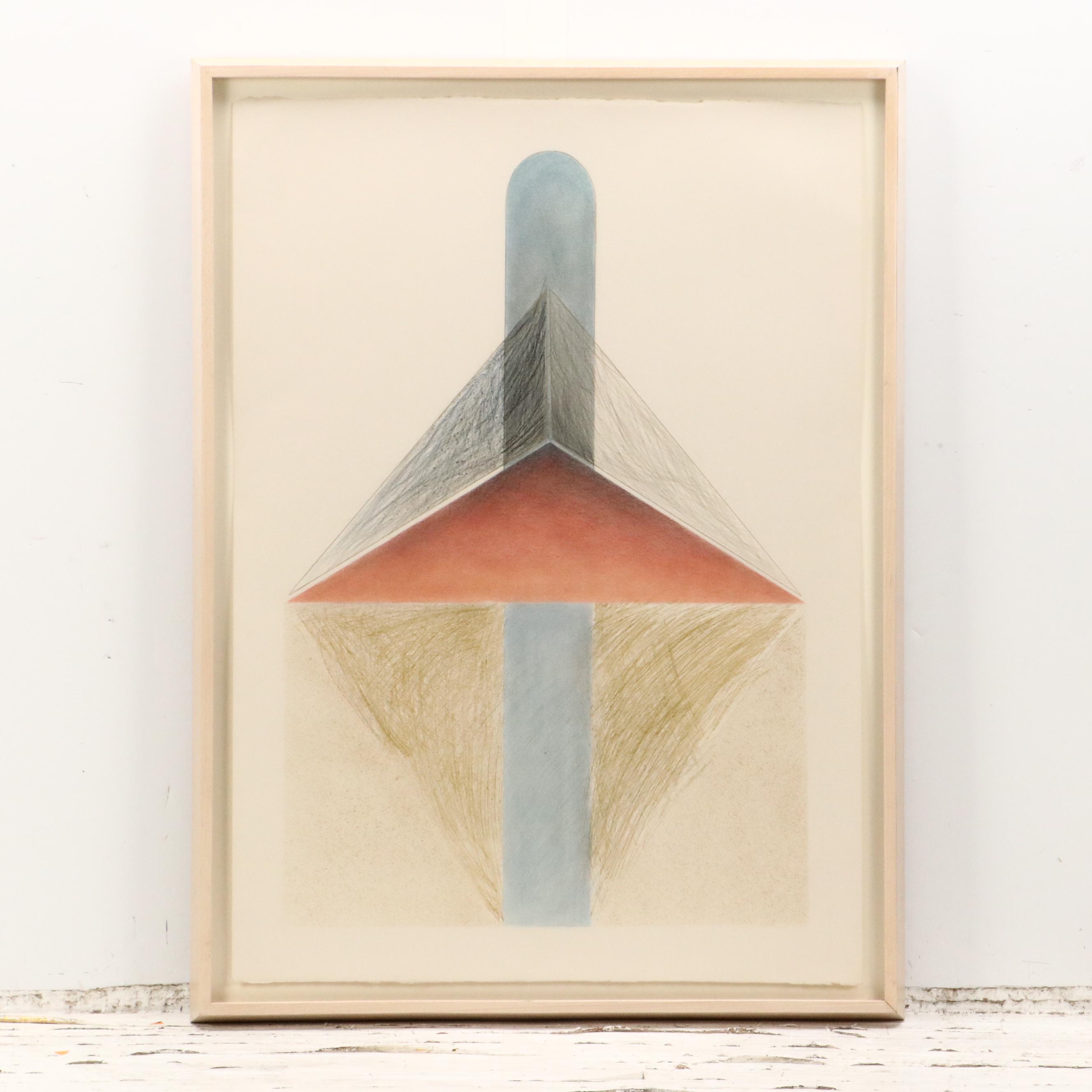 Kutenhaus Abstract Geometric Colored Pencil Drawings "Cathedral Series," 1970s