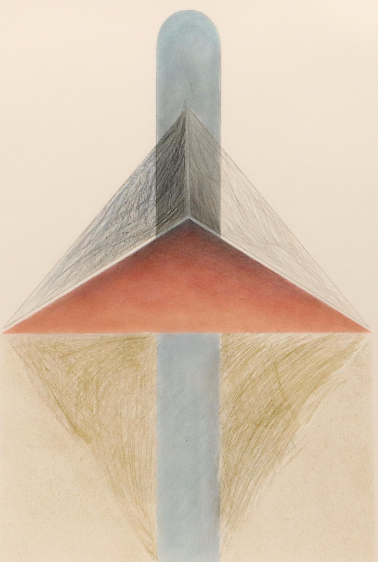 Kutenhaus Abstract Geometric Colored Pencil Drawings "Cathedral Series," 1970s
