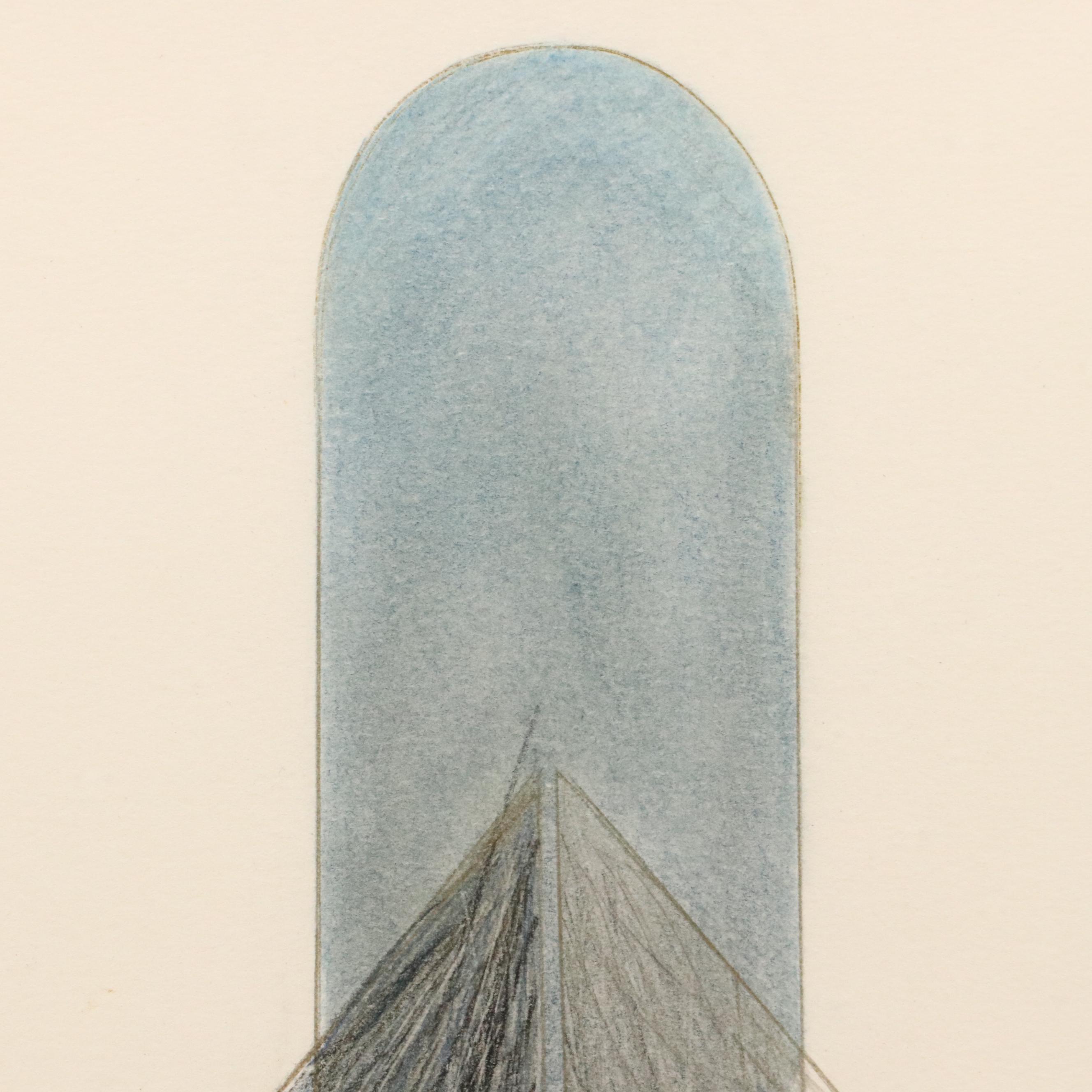 Kutenhaus Abstract Geometric Colored Pencil Drawings "Cathedral Series," 1970s