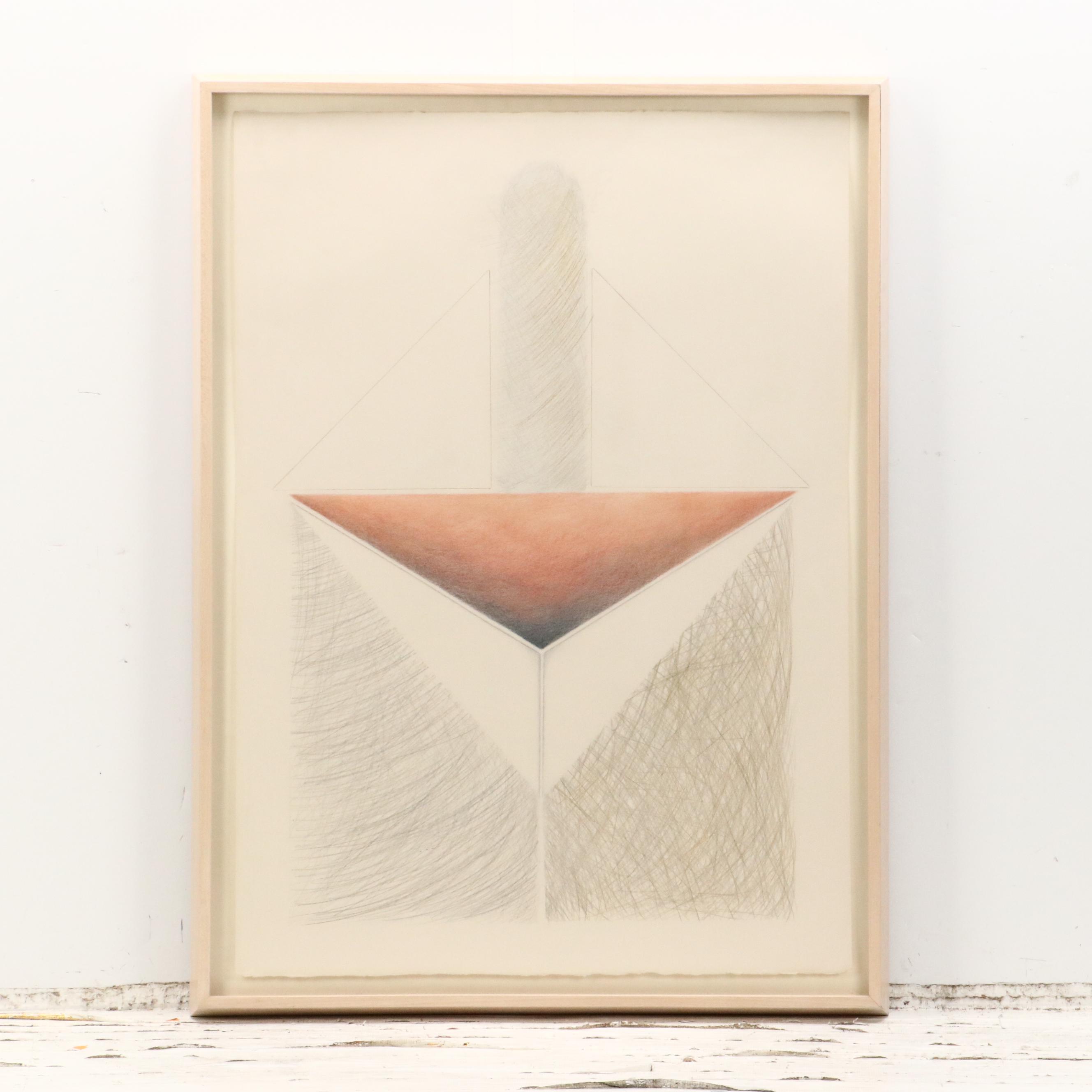 Kutenhaus Abstract Geometric Colored Pencil Drawings "Cathedral Series," 1970s