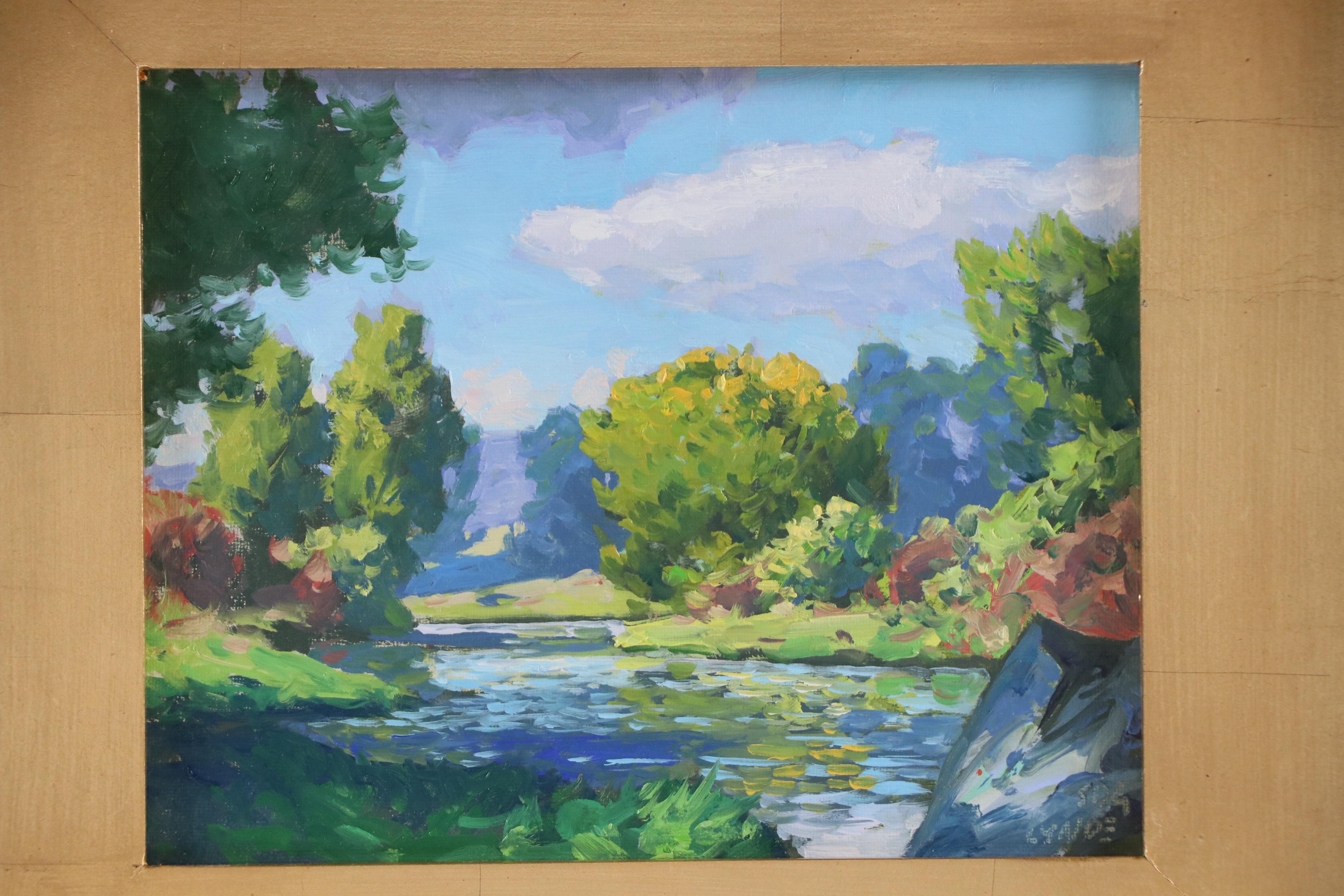 Taylor J. Lynde River Landscape Oil Painting, 21st Century