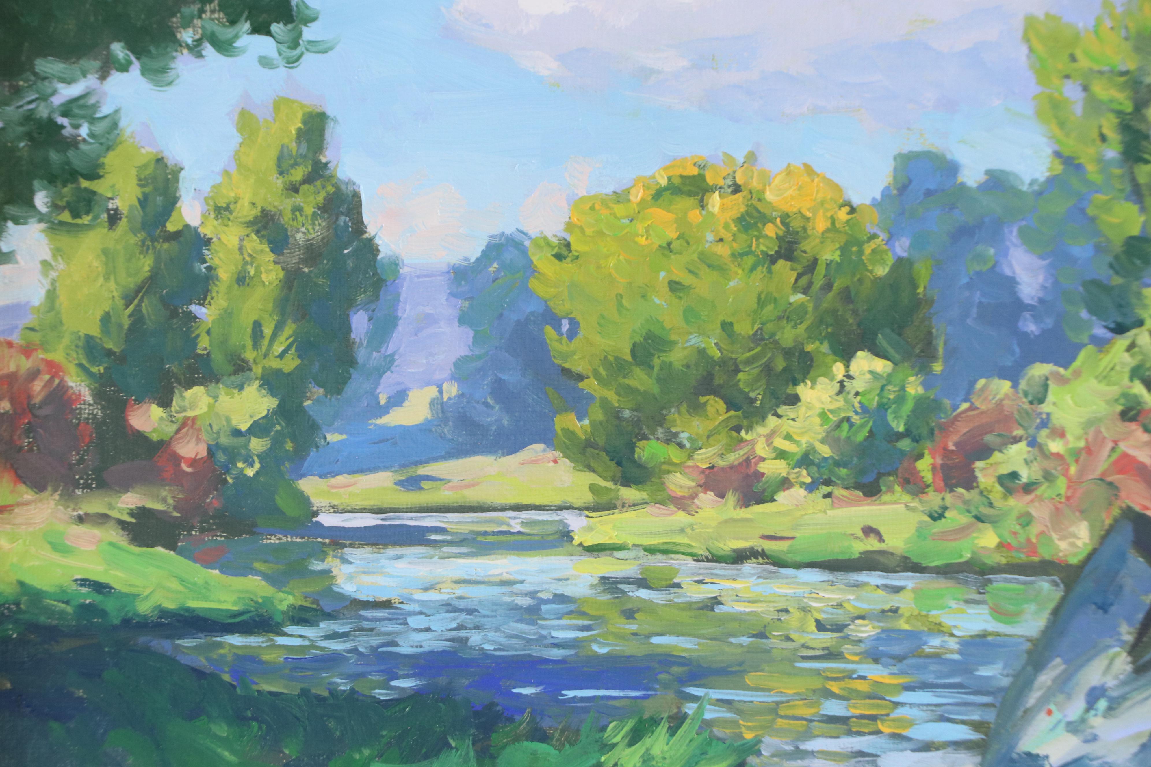 Taylor J. Lynde River Landscape Oil Painting, 21st Century