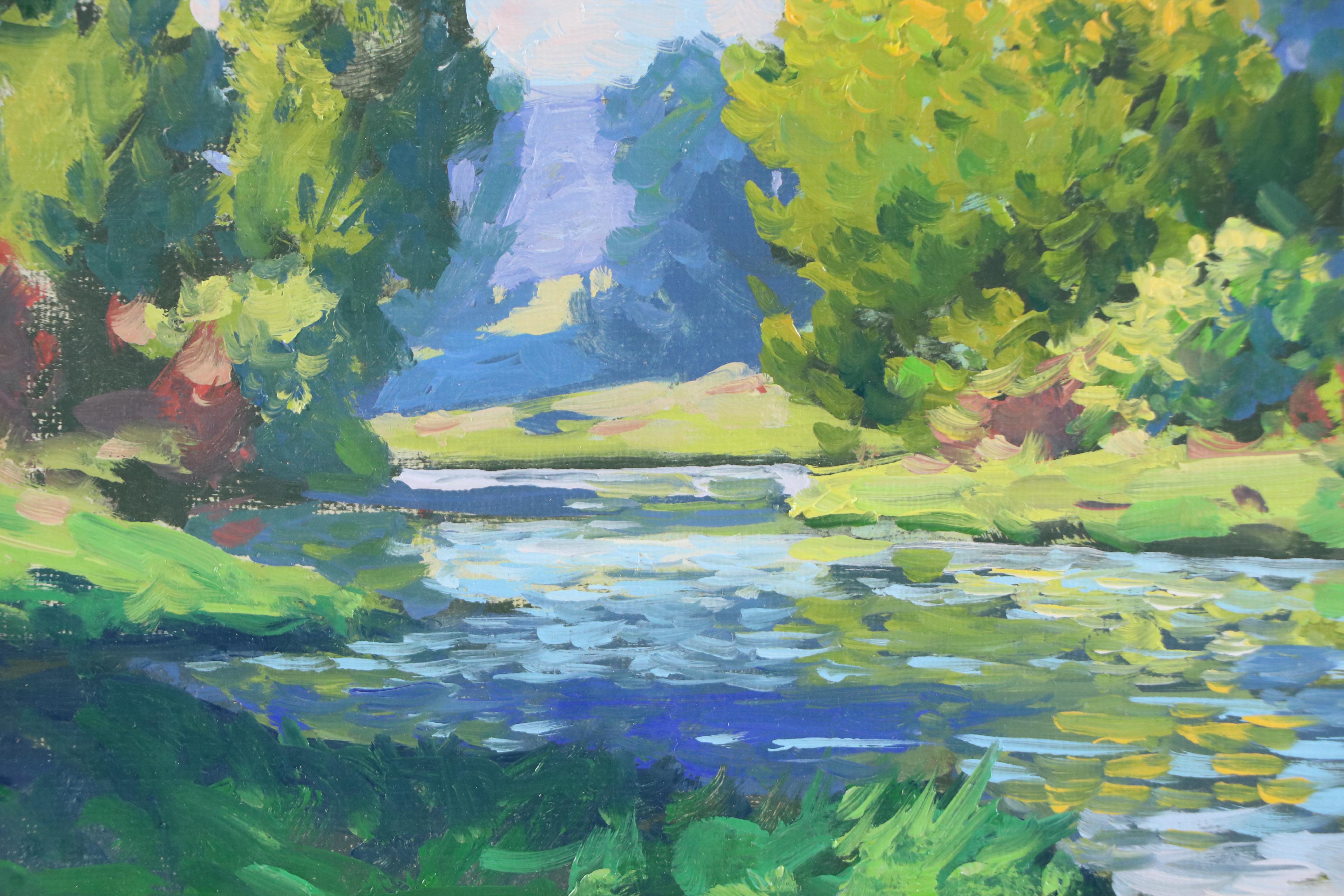 Taylor J. Lynde River Landscape Oil Painting, 21st Century