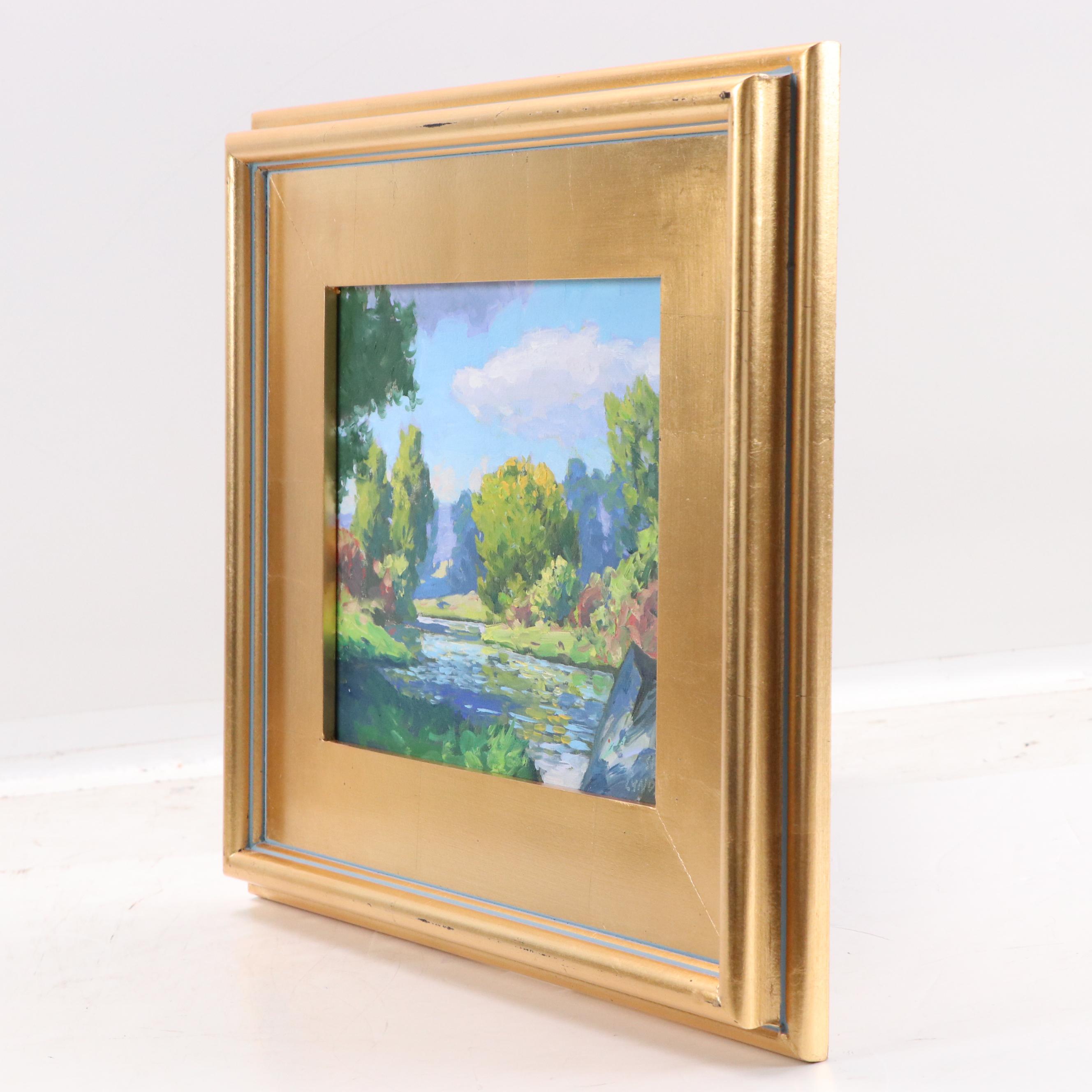 Taylor J. Lynde River Landscape Oil Painting, 21st Century