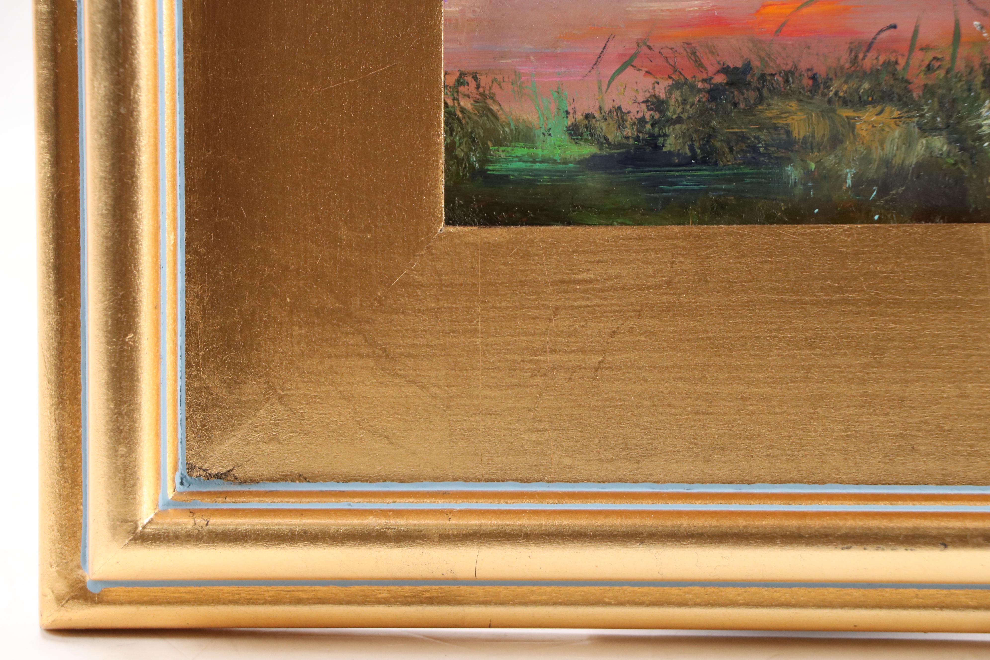 Natalia Demenko Sunset River Landscape Oil Painting, 21st Century