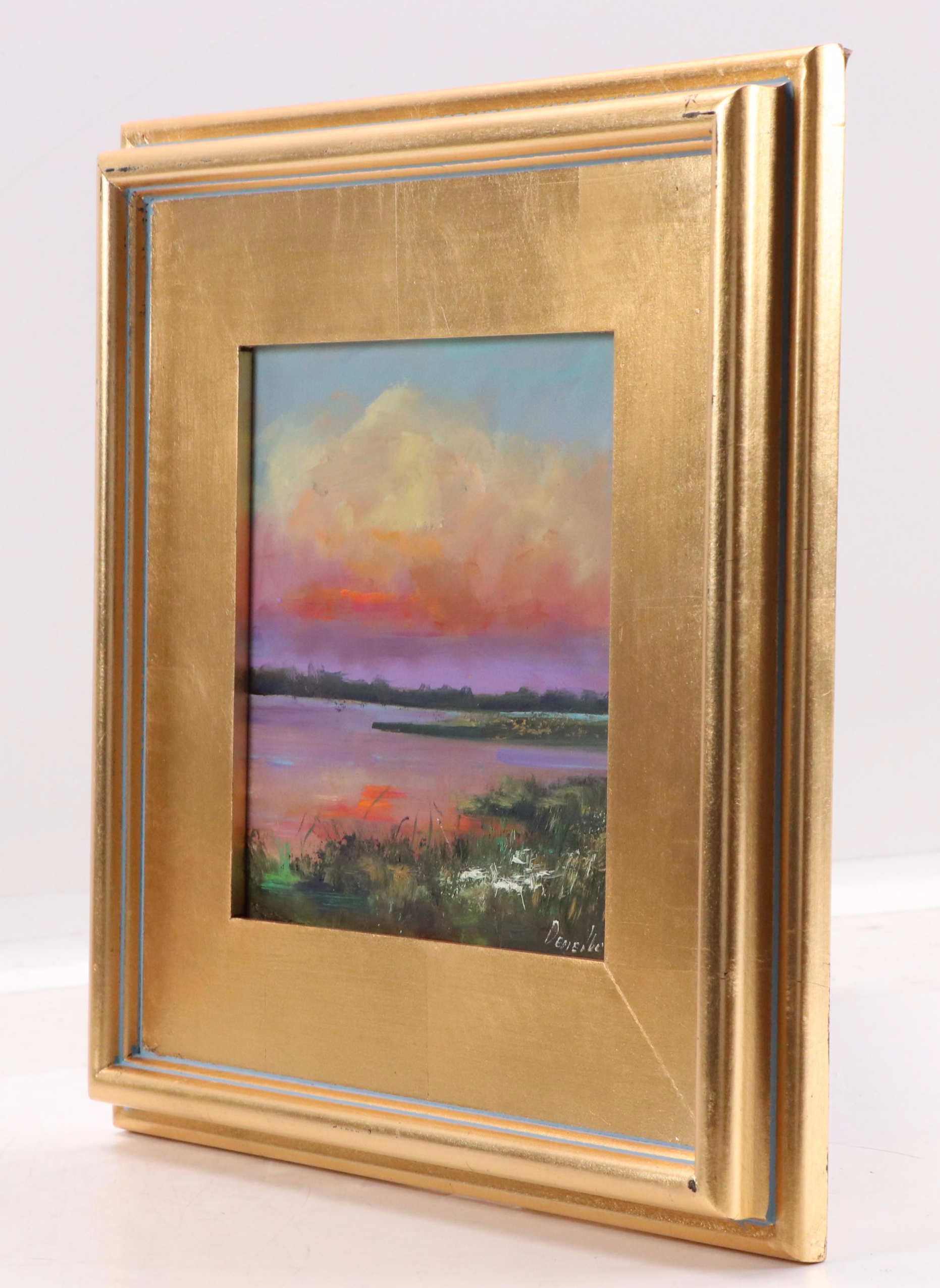 Natalia Demenko Sunset River Landscape Oil Painting, 21st Century