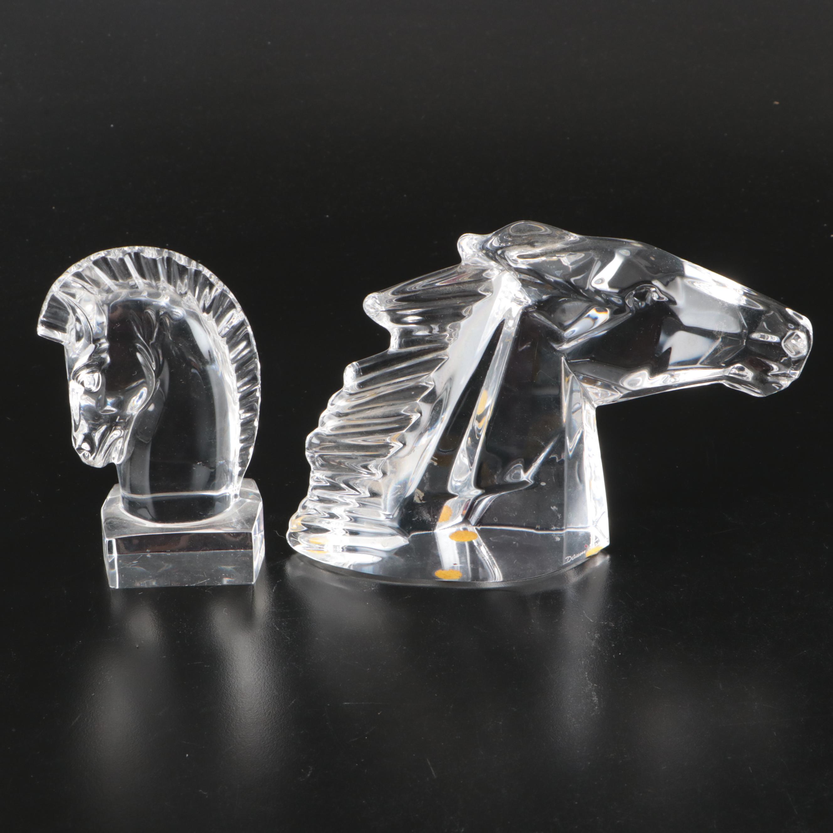 Steuben and Daum Horse Head Crystal Figures