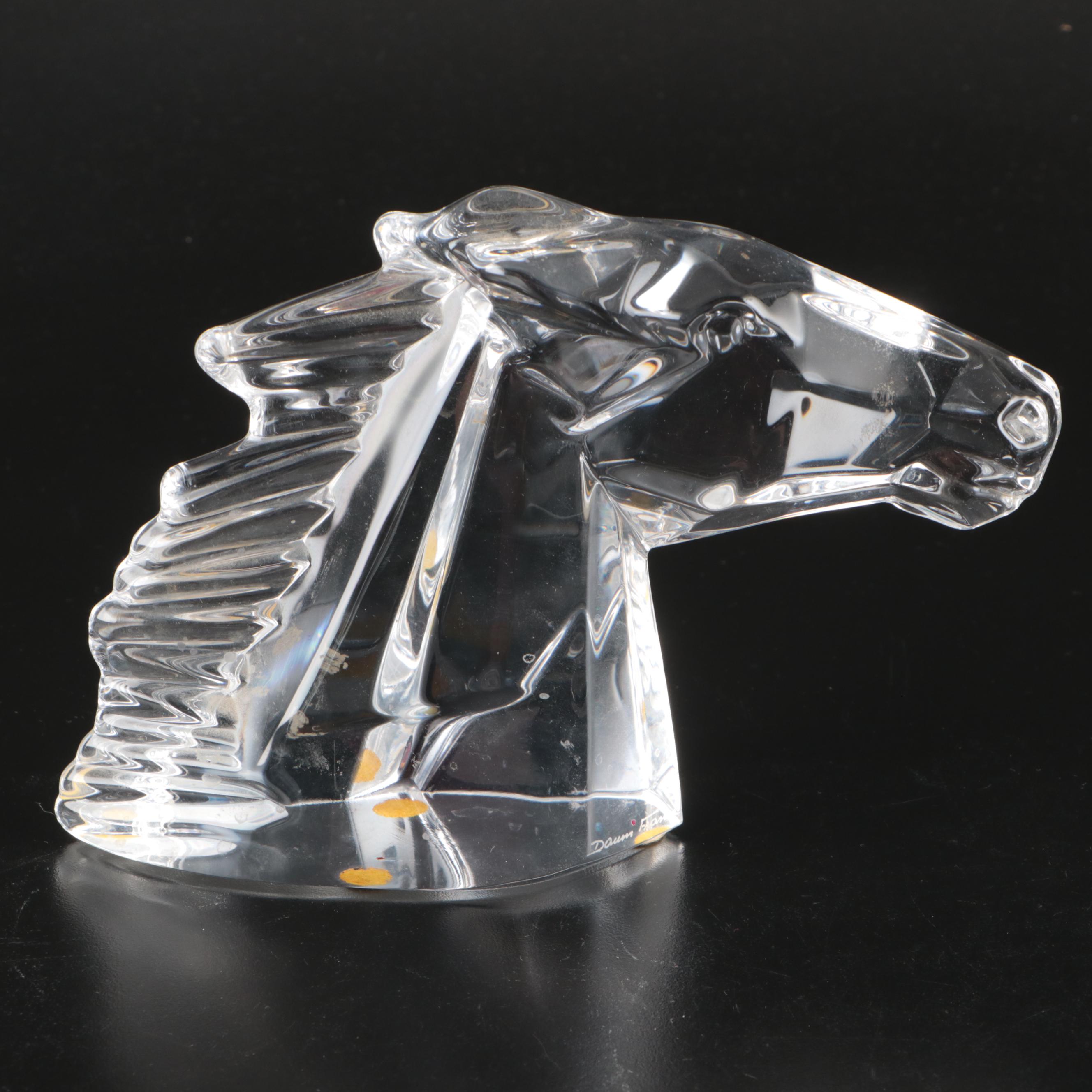 Steuben and Daum Horse Head Crystal Figures