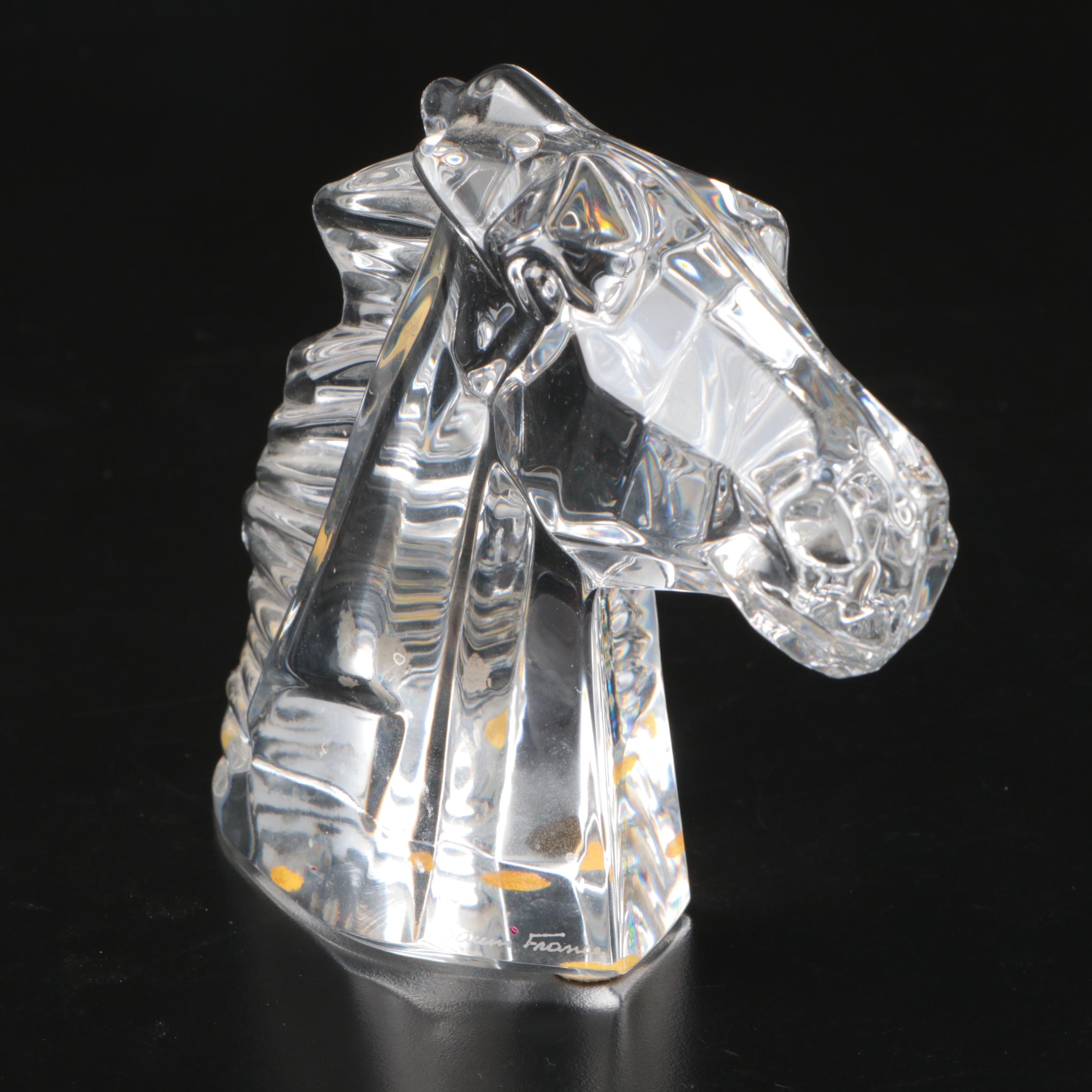 Steuben and Daum Horse Head Crystal Figures