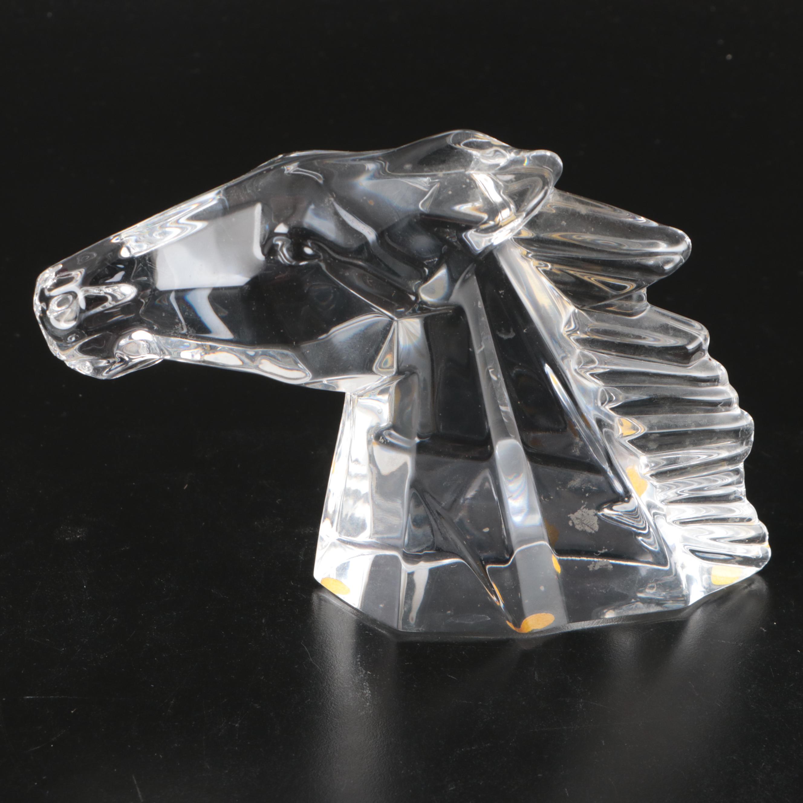 Steuben and Daum Horse Head Crystal Figures