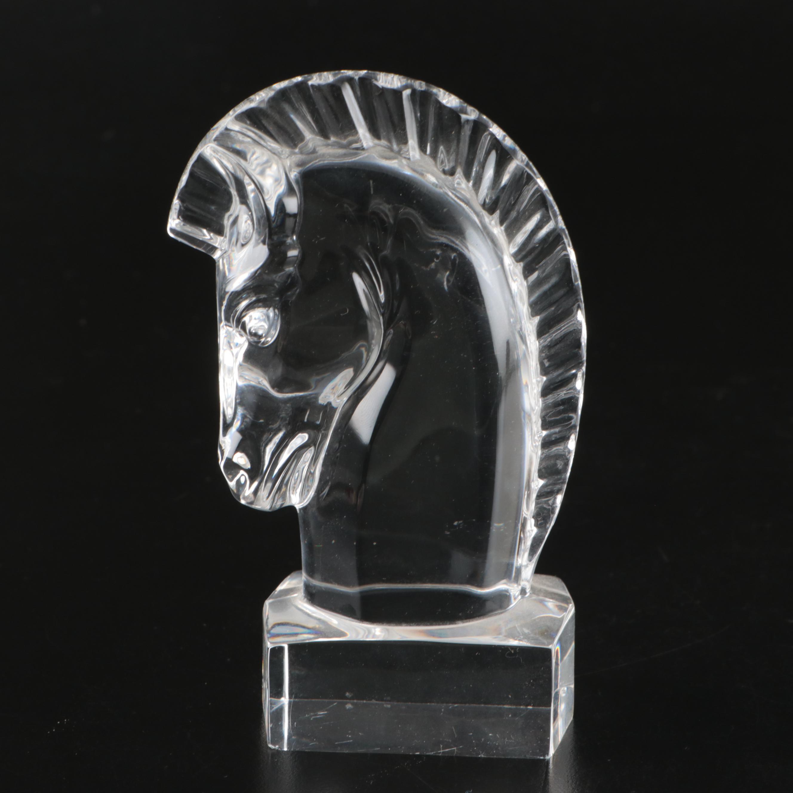Steuben and Daum Horse Head Crystal Figures