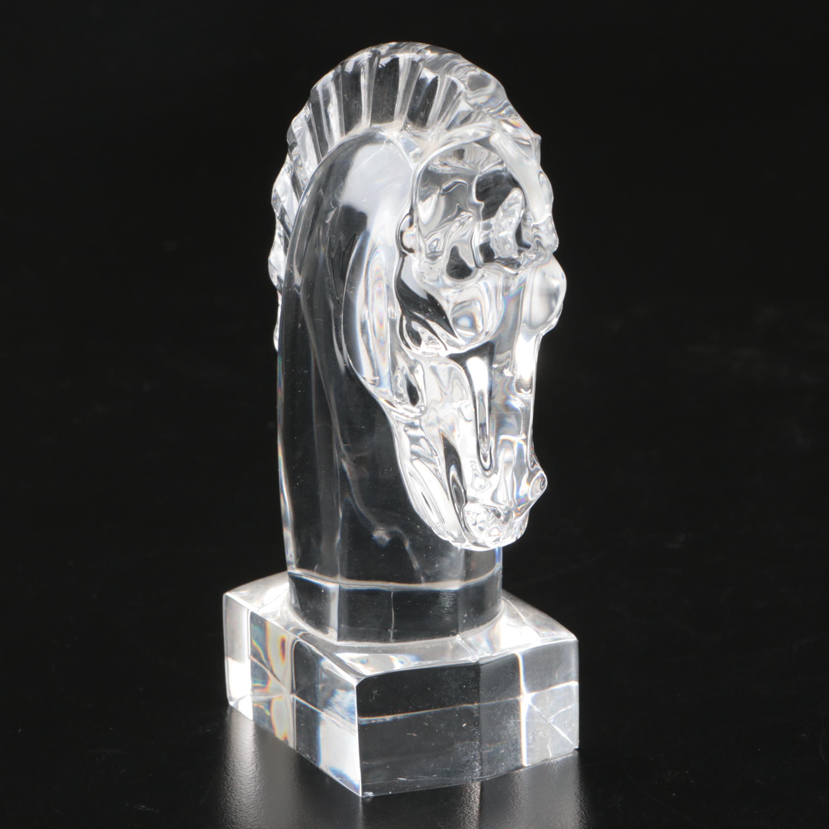 Steuben and Daum Horse Head Crystal Figures