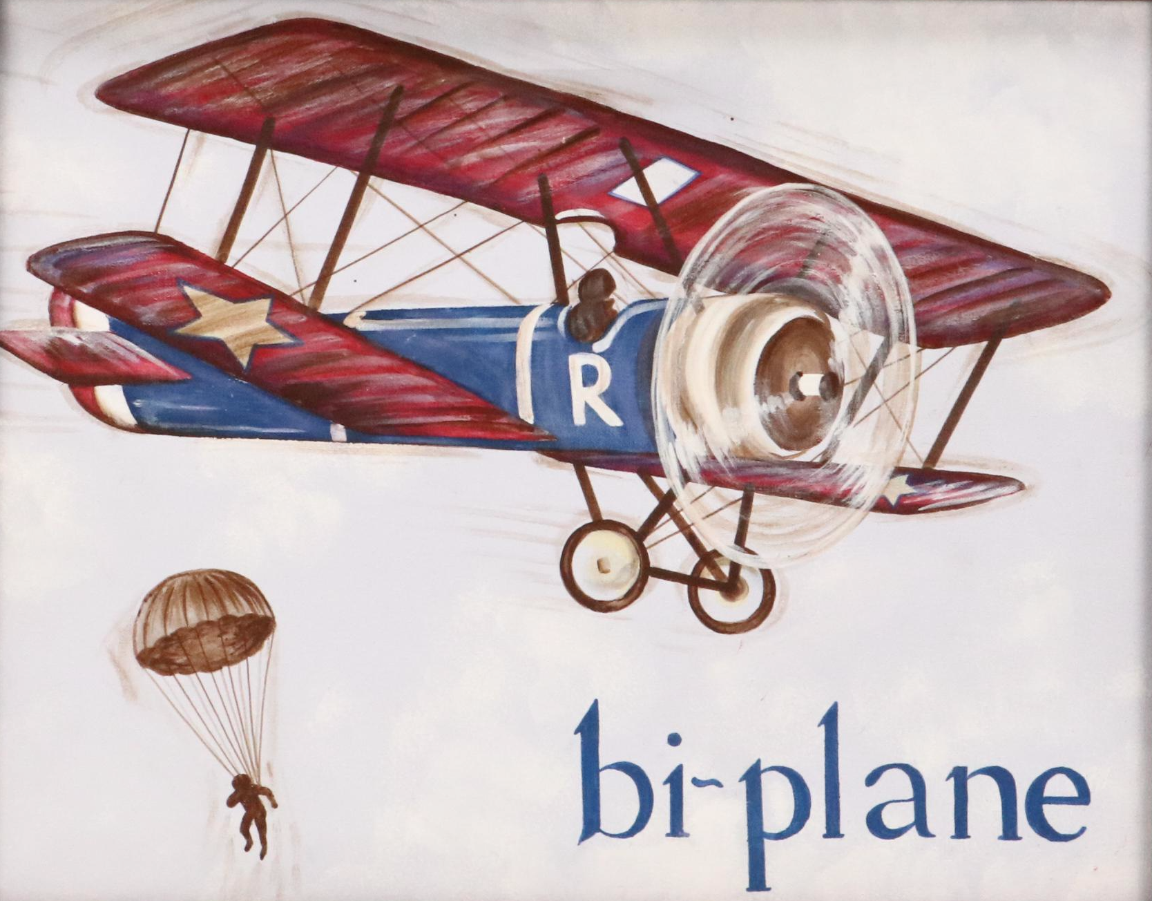 Reesa Qualia Stylized Acrylic Painting "Bi-Plane," 21st Century
