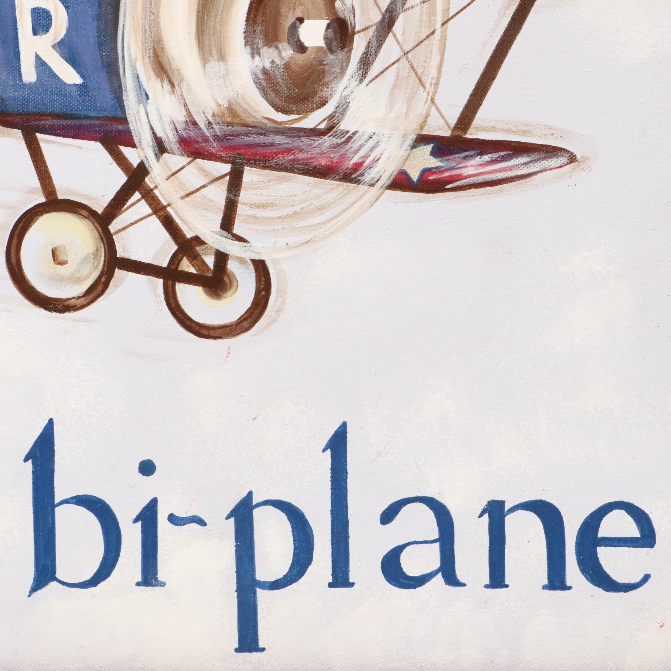 Reesa Qualia Stylized Acrylic Painting "Bi-Plane," 21st Century