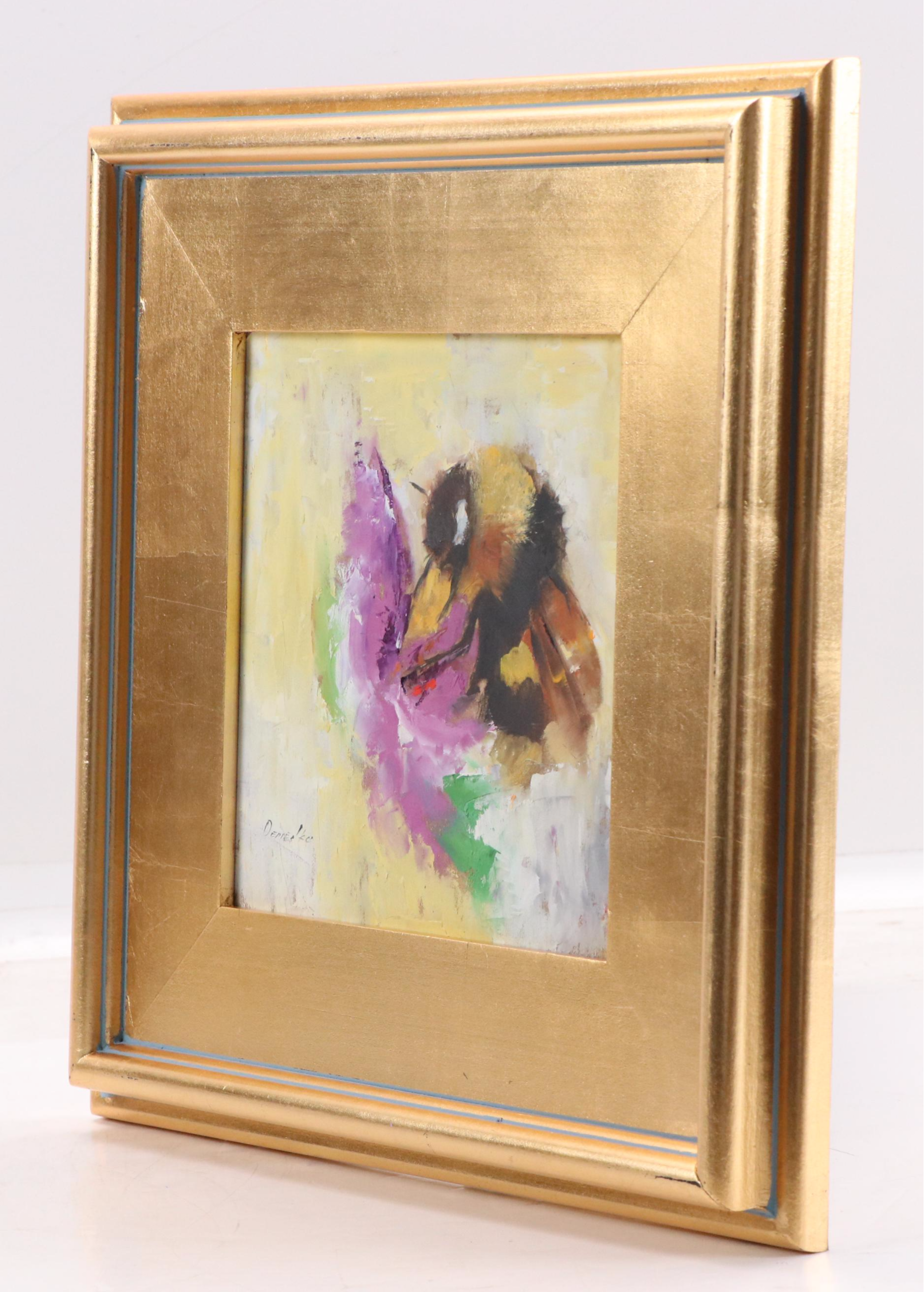 Natalia Demenko Oil Painting of Bee With Flower, 21st Century