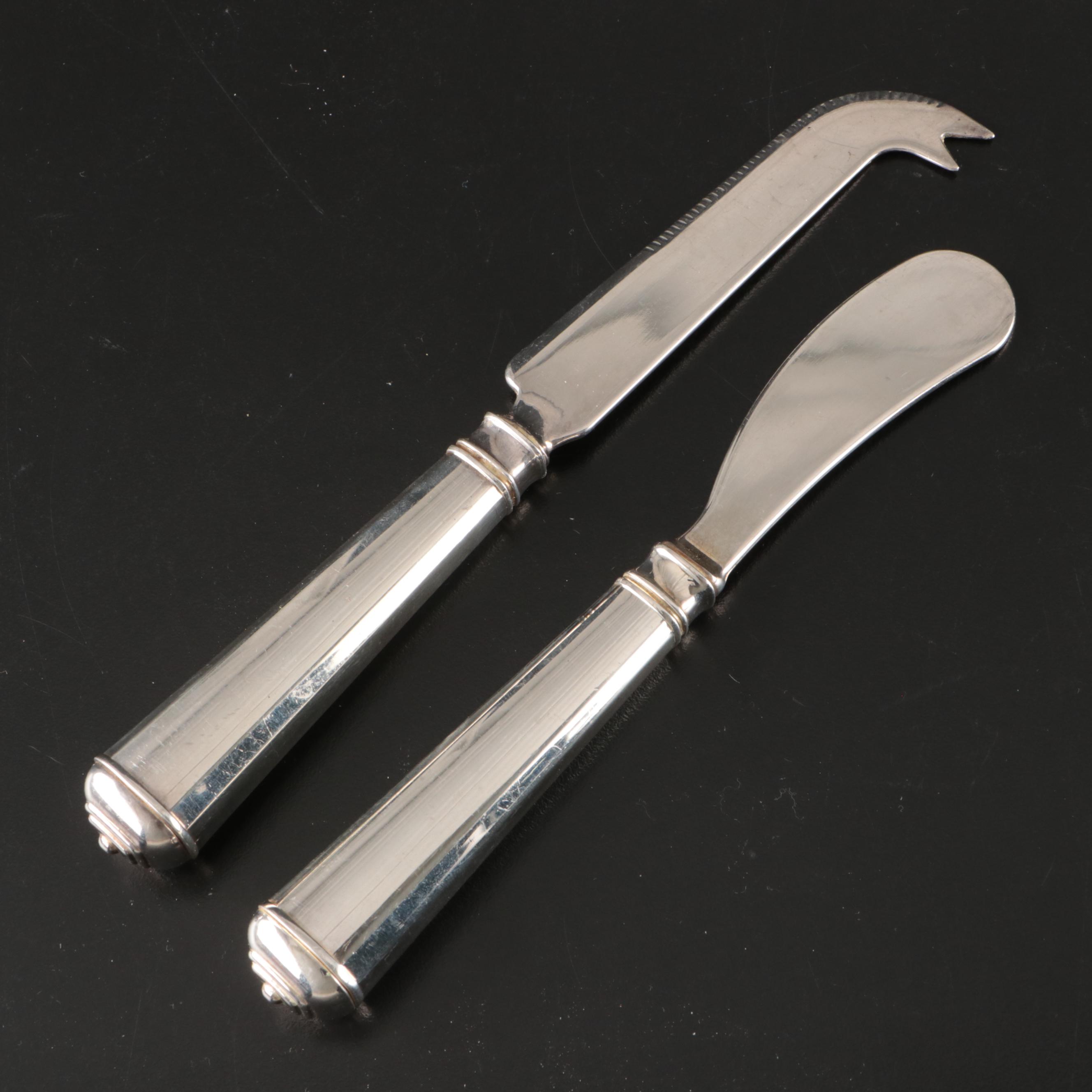 Silver Plate Handle Stainless Steel Cheese Knife and Server with Other Flatware