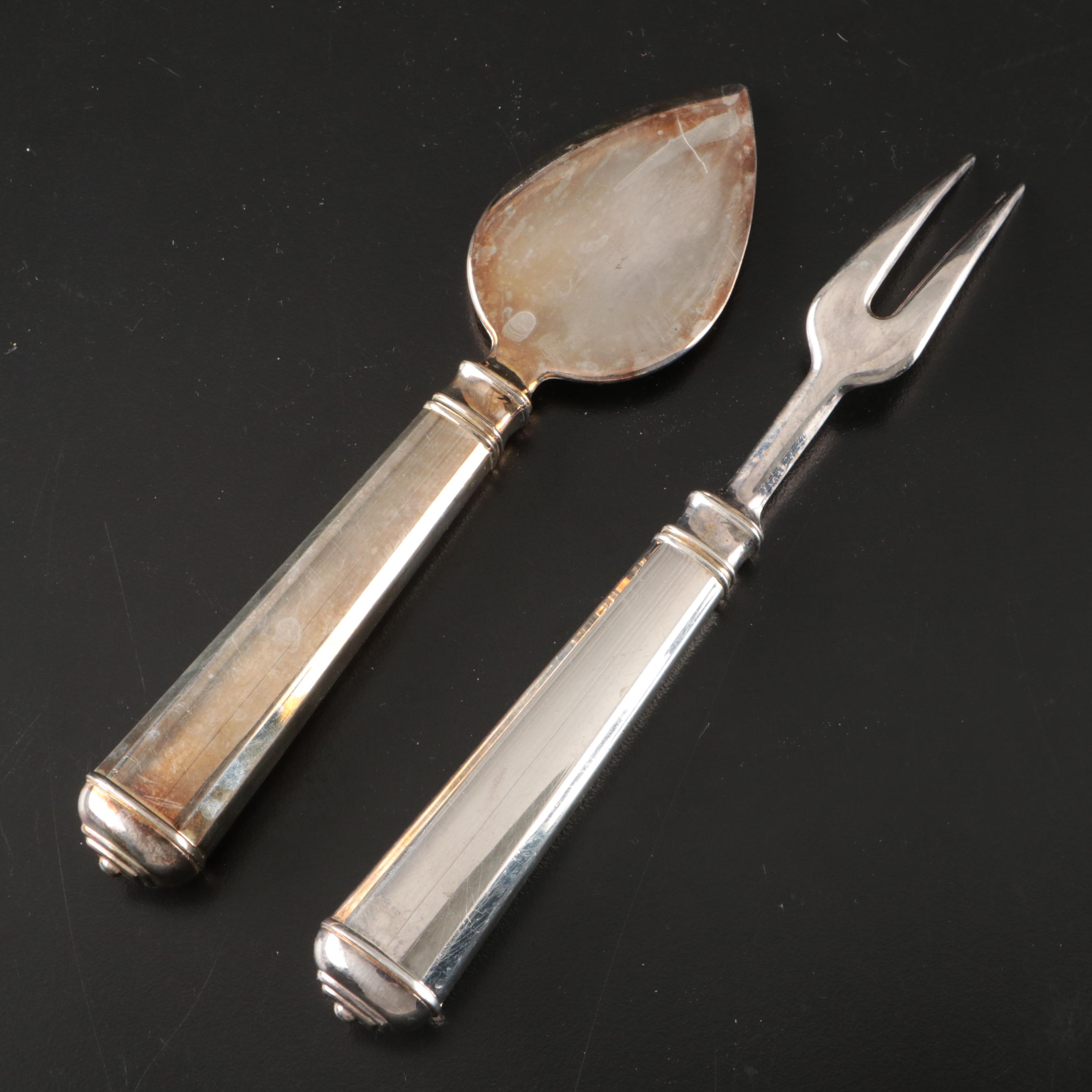 Silver Plate Handle Stainless Steel Cheese Knife and Server with Other Flatware