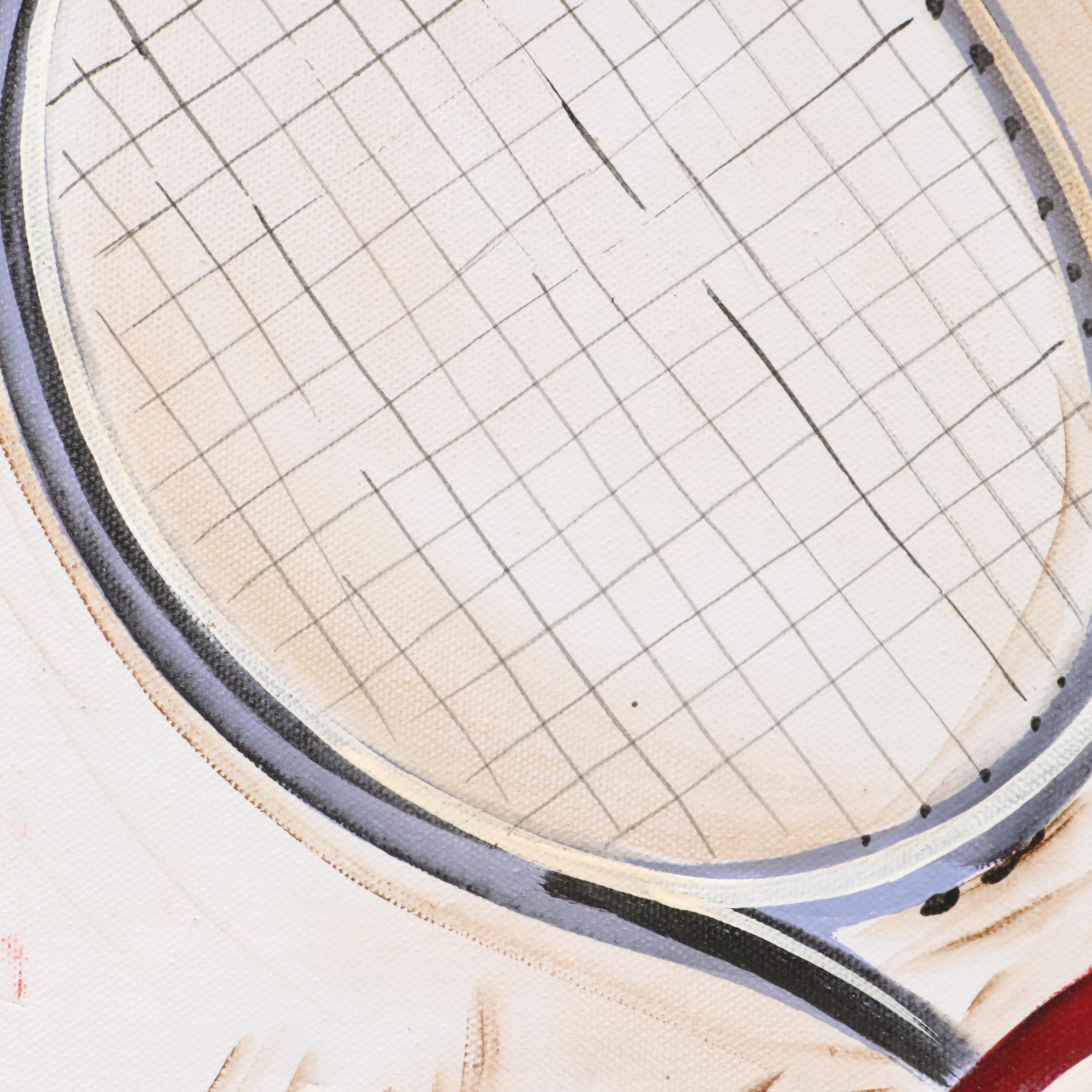 Reesa Qualia Stylized Acrylic Painting "Varsity Gear," 21st Century