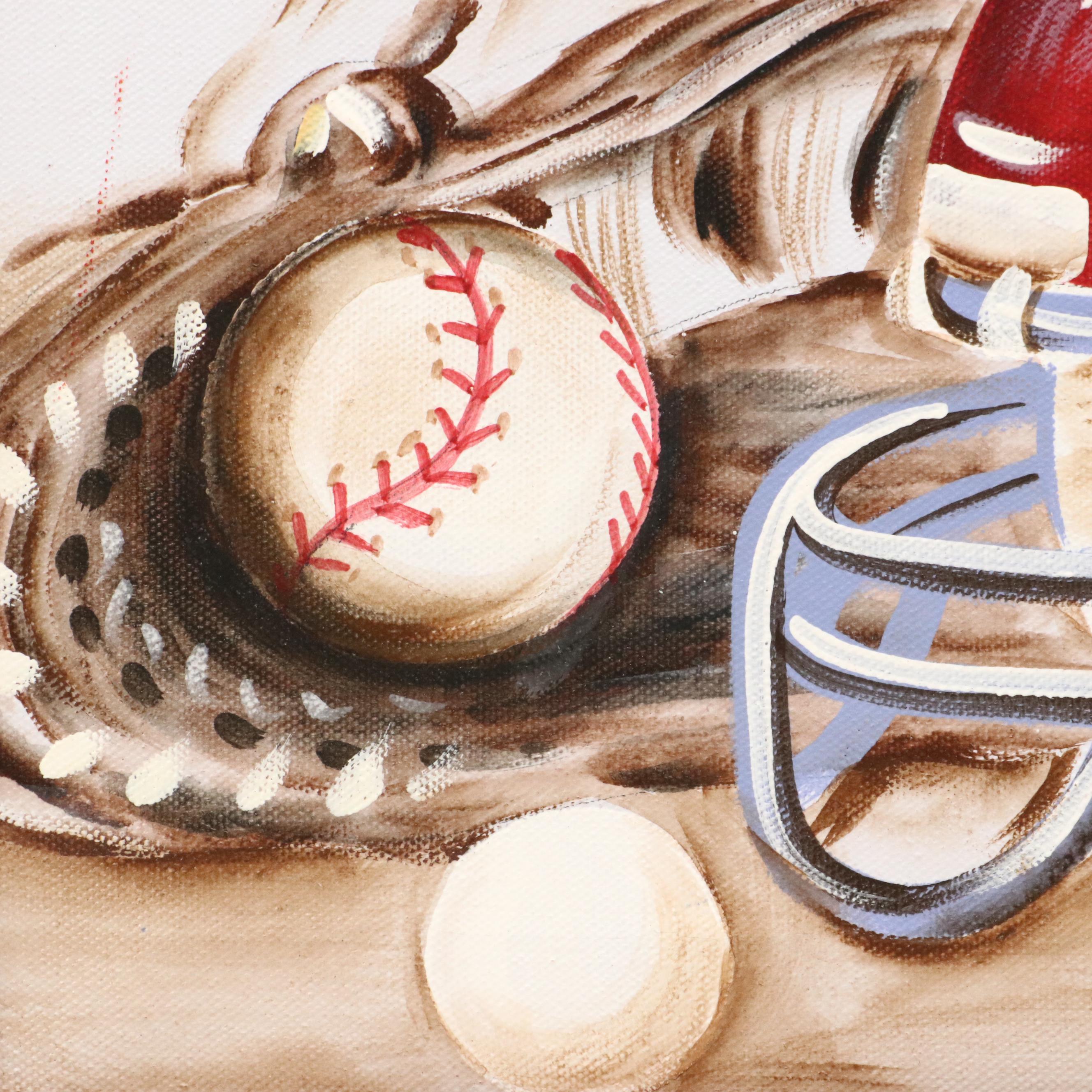 Reesa Qualia Stylized Acrylic Painting "Varsity Gear," 21st Century